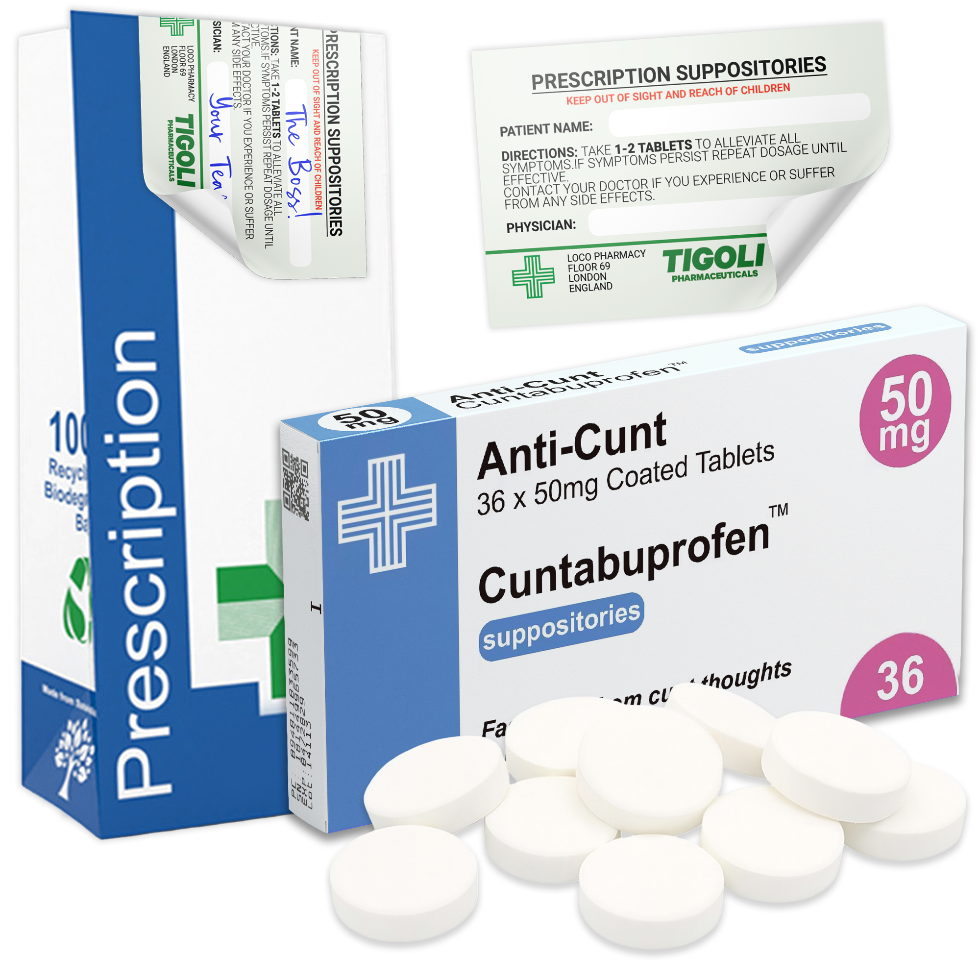 Caramelos de broma con receta médica anti-coños, 36 g | Veganos y vegetarianos