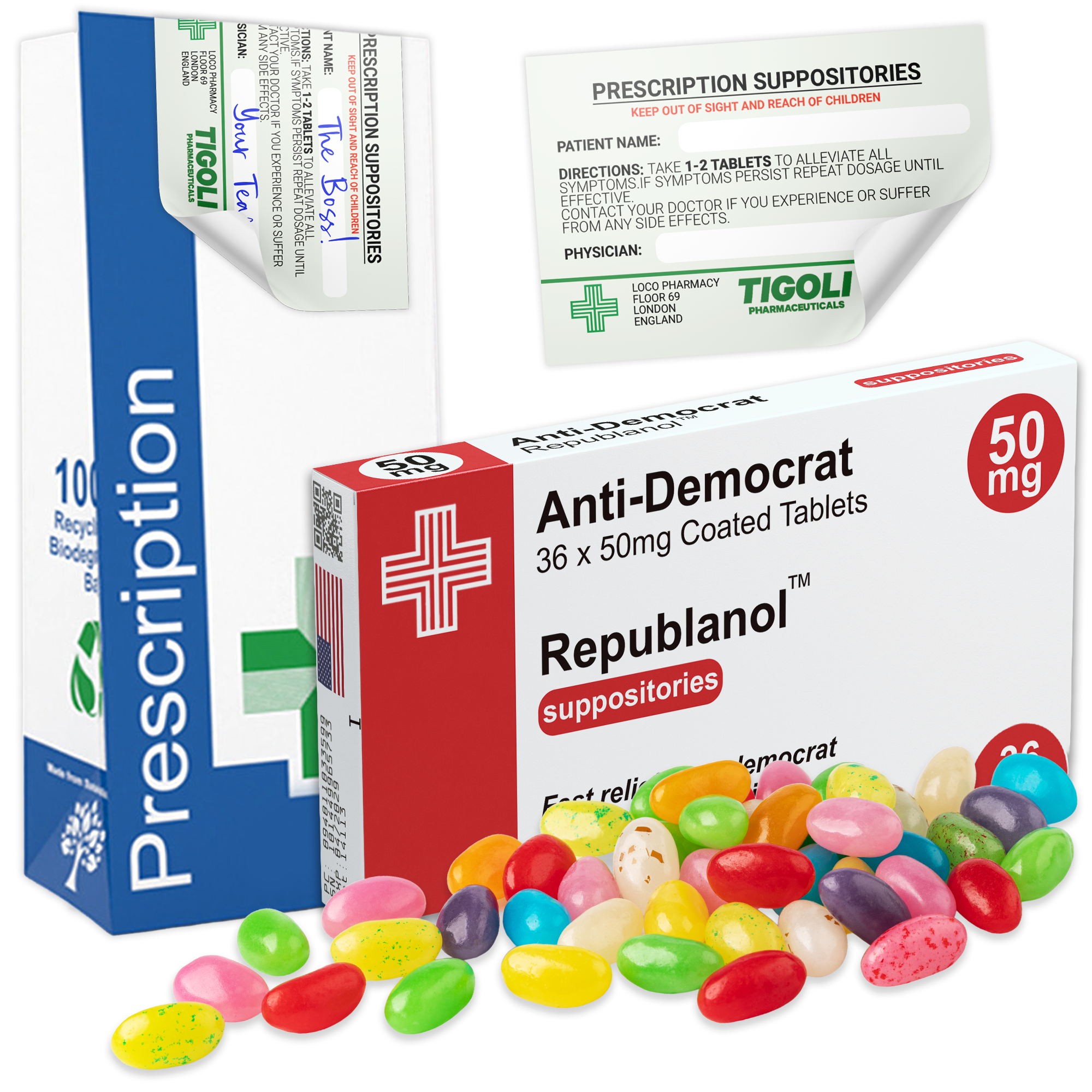 Caramelos de broma con receta médica anti-coños, 36 g | Veganos y vegetarianos