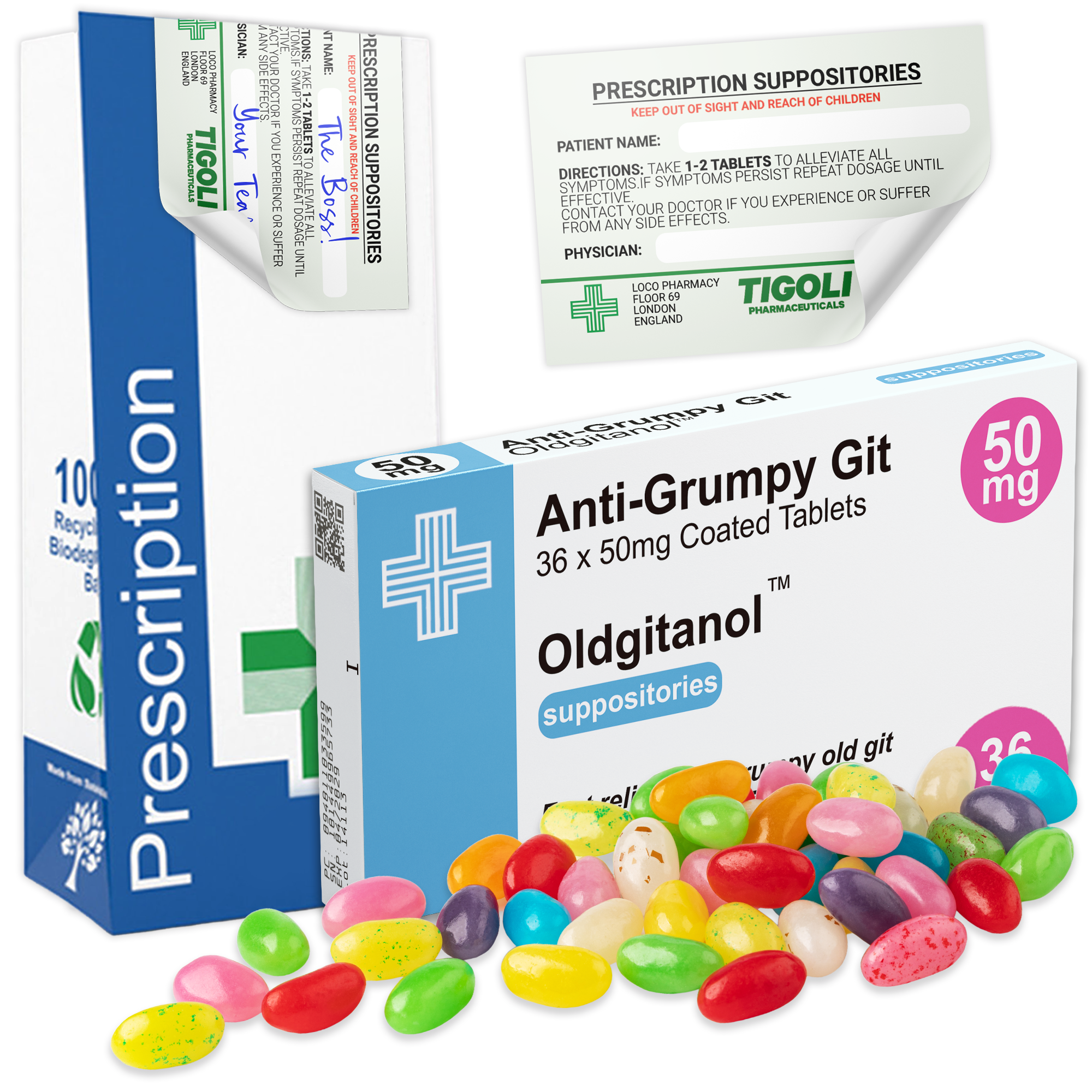 Caramelos de broma con receta médica anti-coños, 36 g | Veganos y vegetarianos