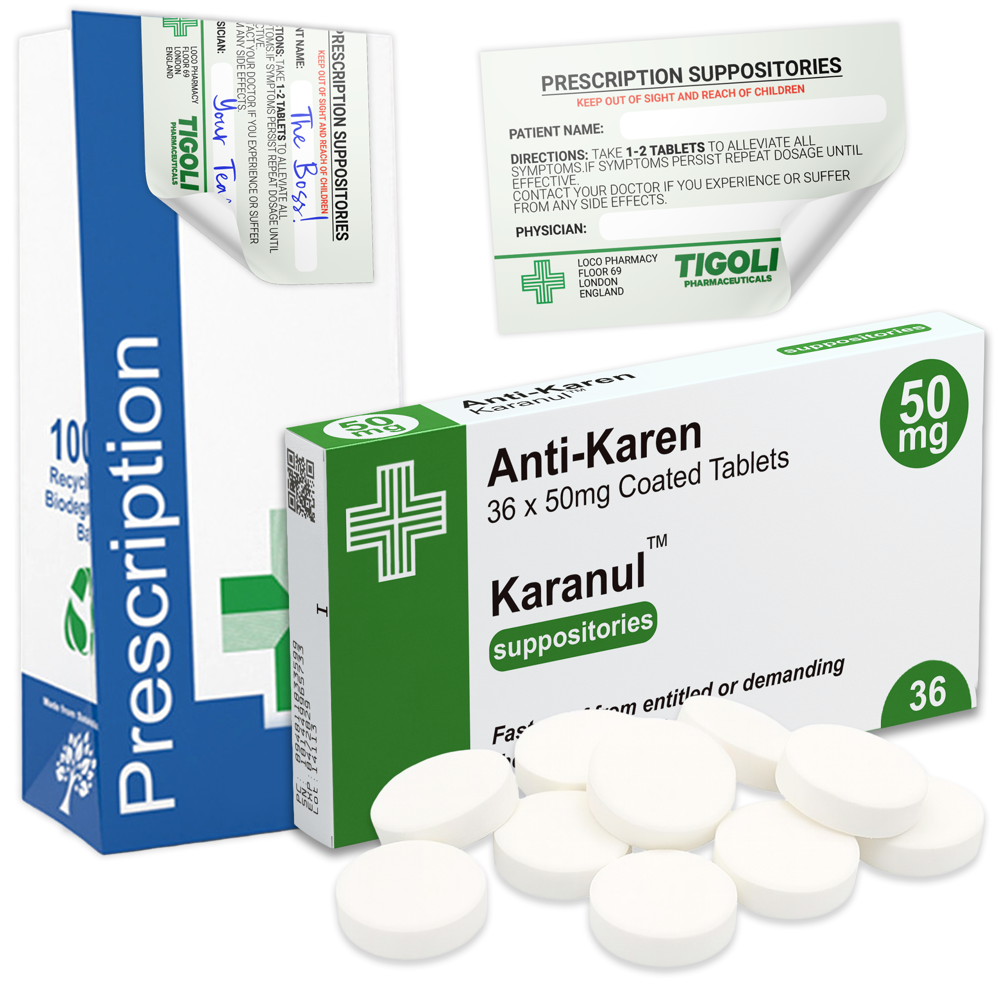 Caramelos de broma con receta médica anti-coños, 36 g | Veganos y vegetarianos