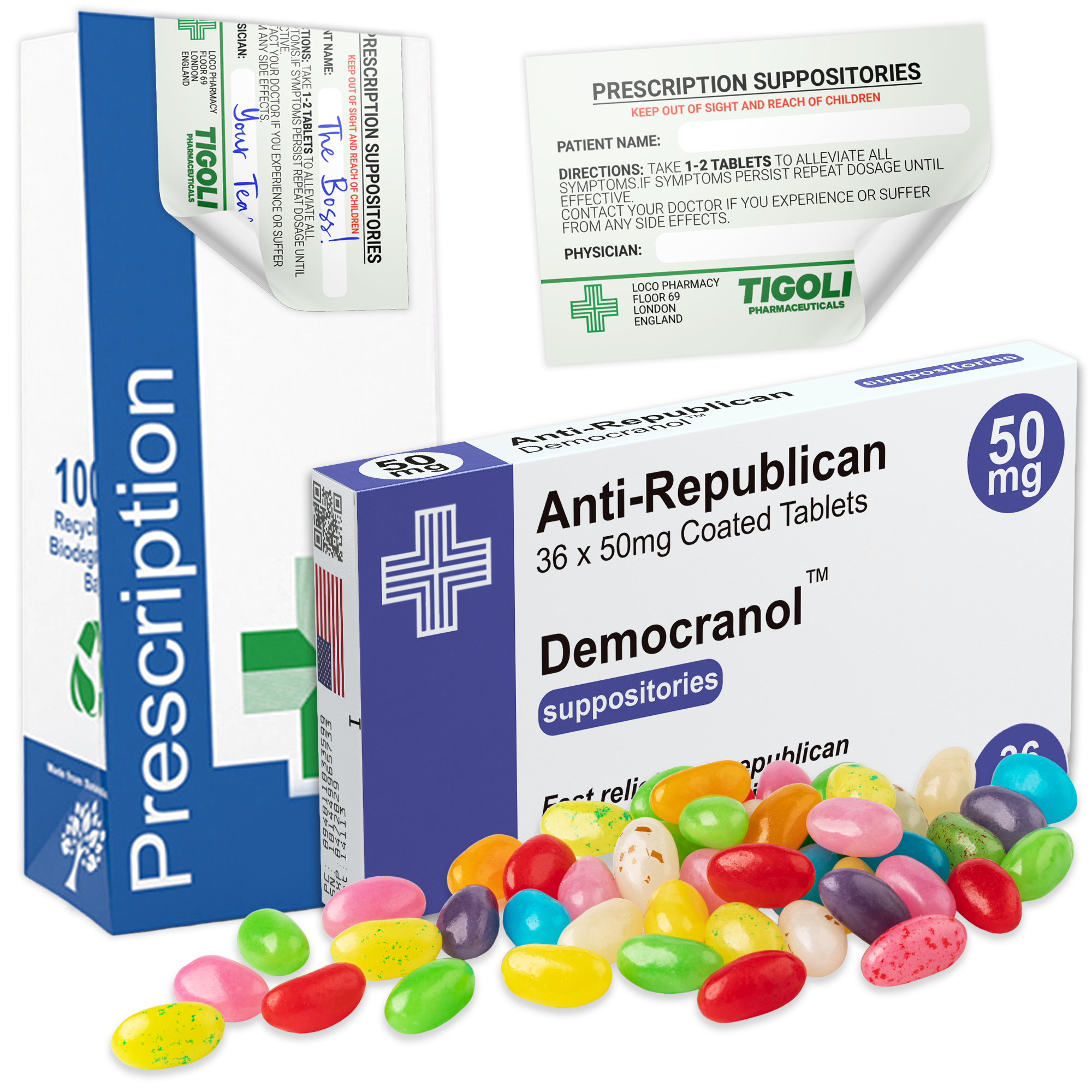 Caramelos de broma con receta médica anti-coños, 36 g | Veganos y vegetarianos