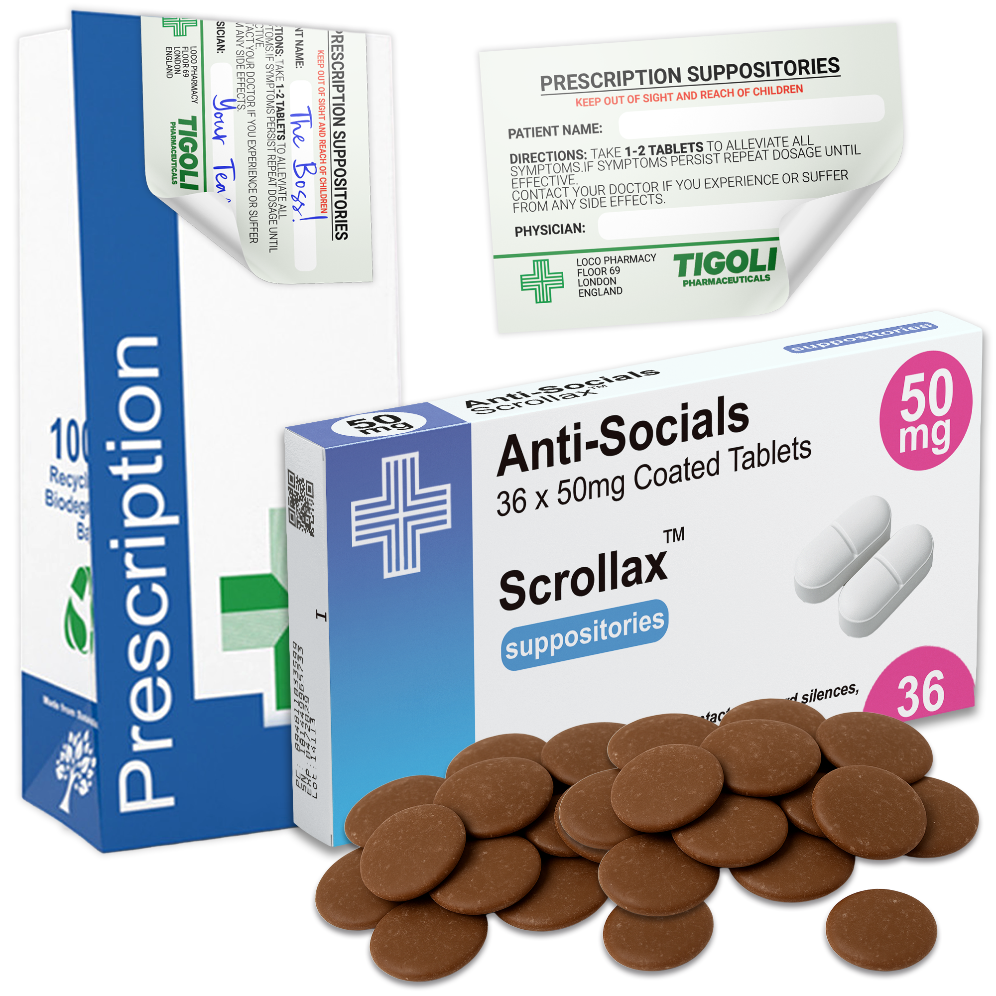 Caramelos de broma con receta médica anti-coños, 36 g | Veganos y vegetarianos