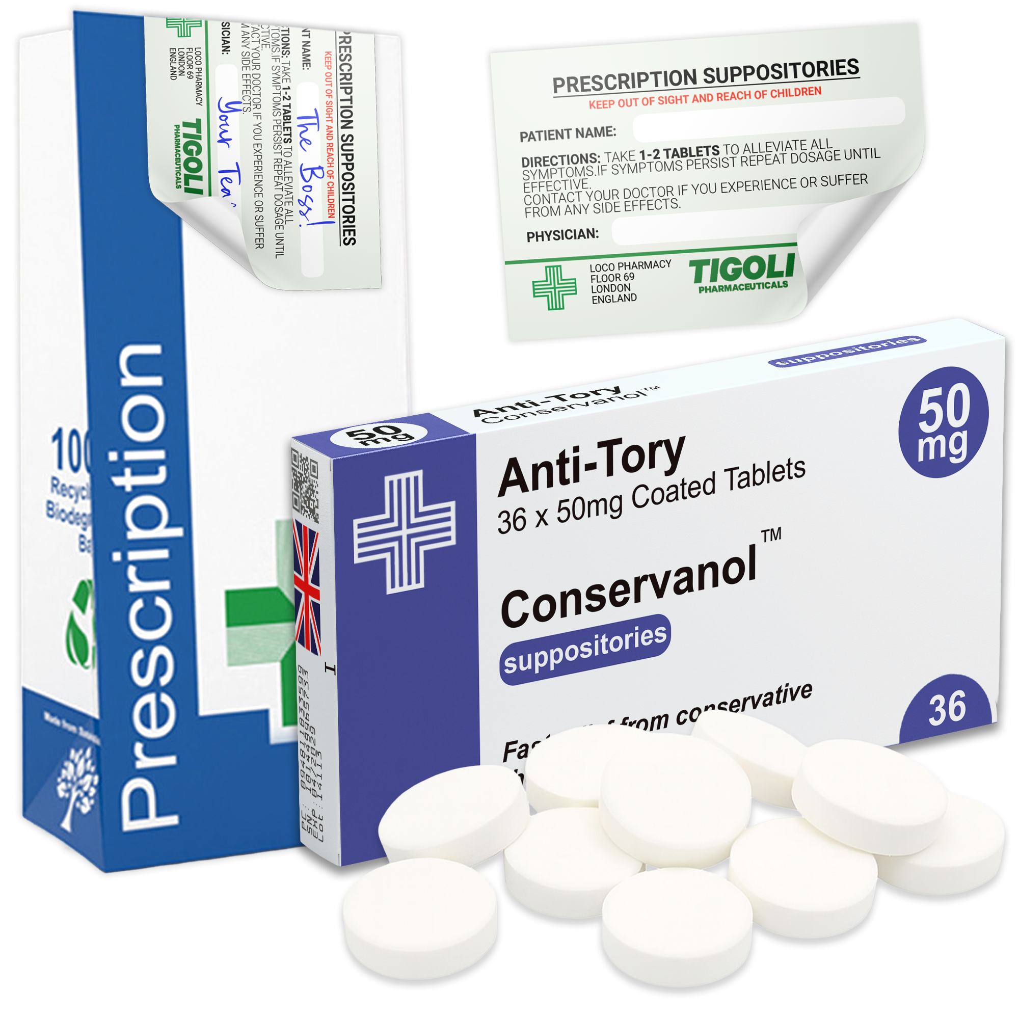 Caramelos de broma con receta médica anti-coños, 36 g | Veganos y vegetarianos