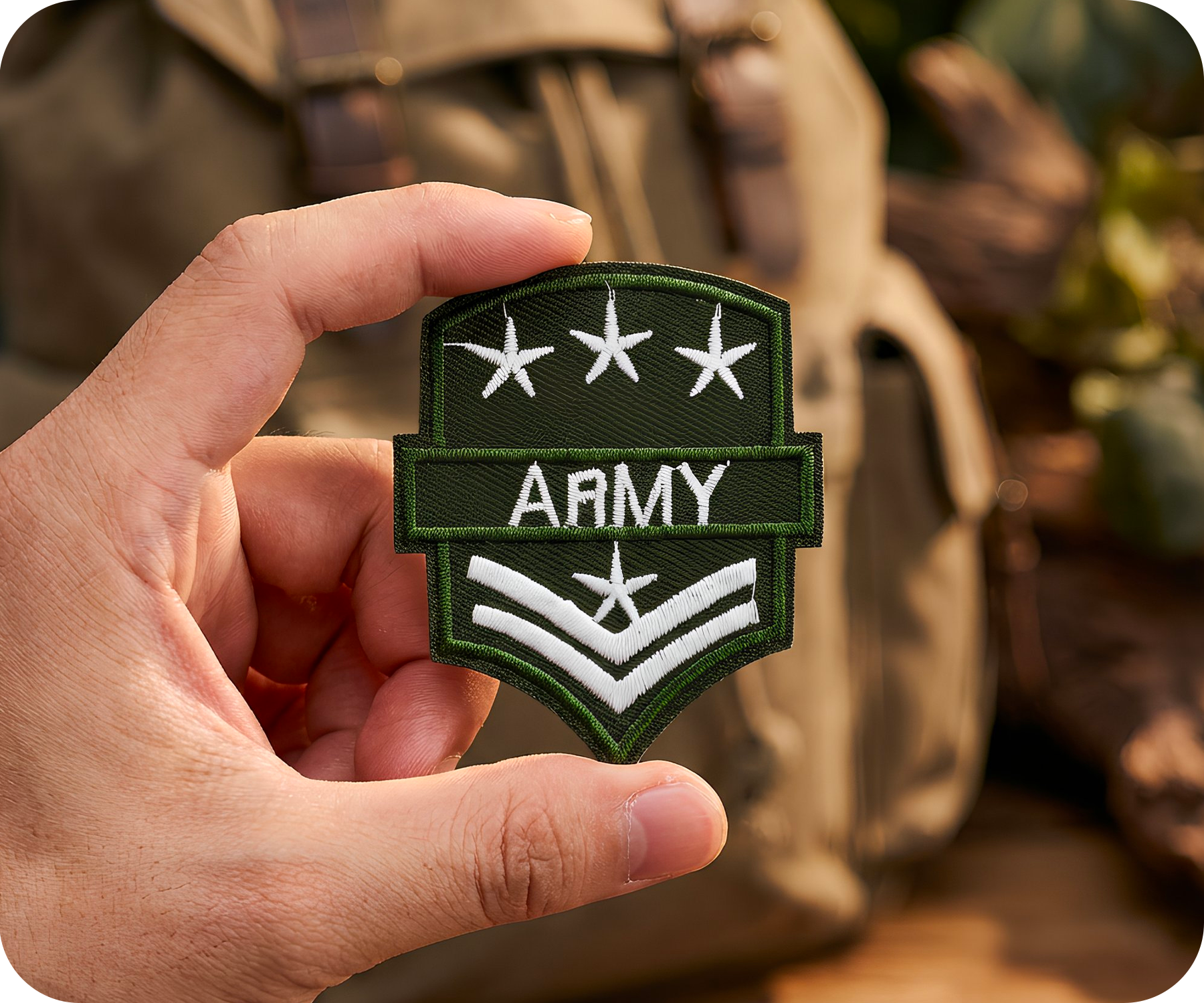 Corporal Army Star Rank Shield Iron On Patch (7 x 5.5cm)