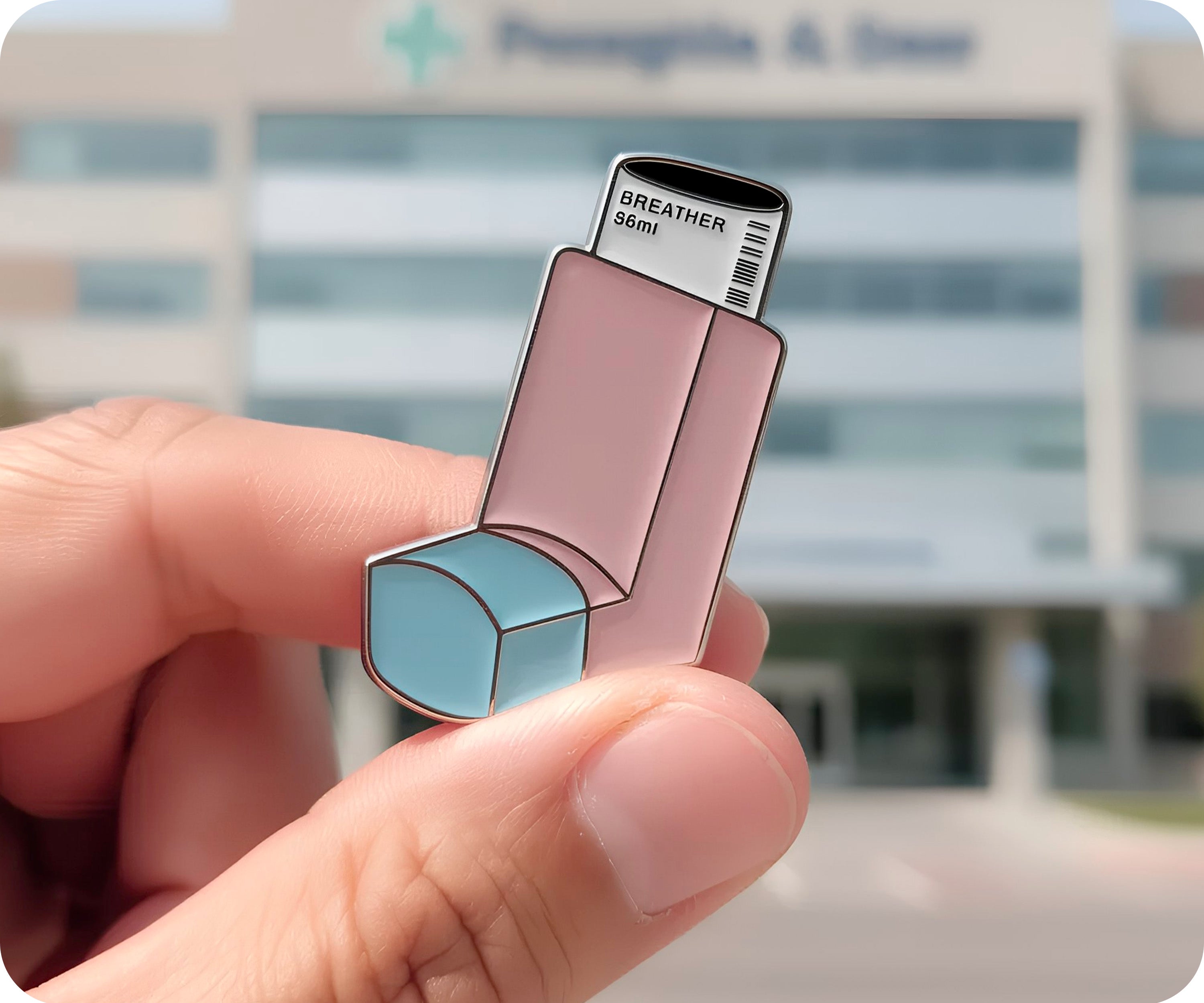 Asthma Inhaler Pin Badge