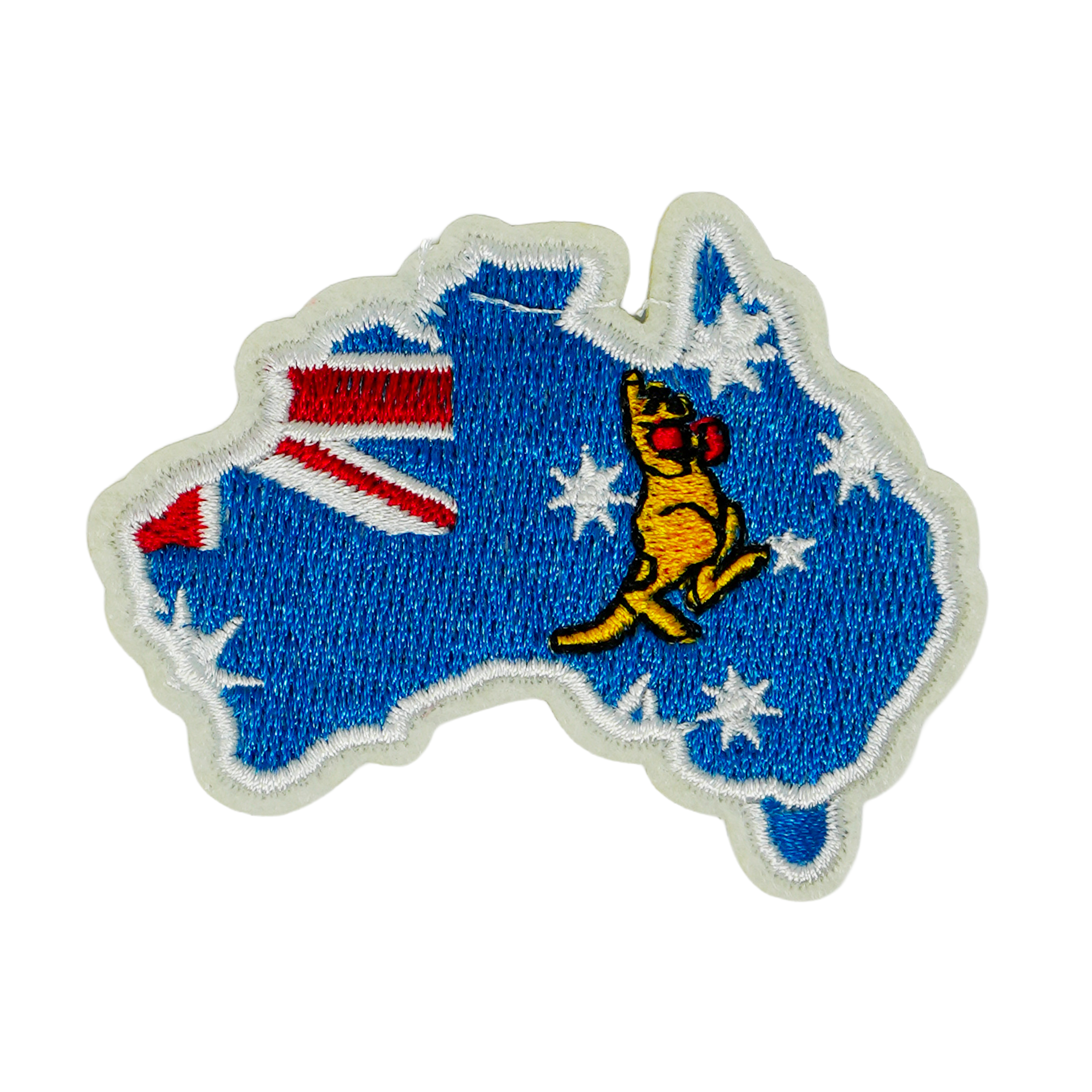 Australia Country Shape Flag Kangaroo Iron On Patch (7 x 6cm)