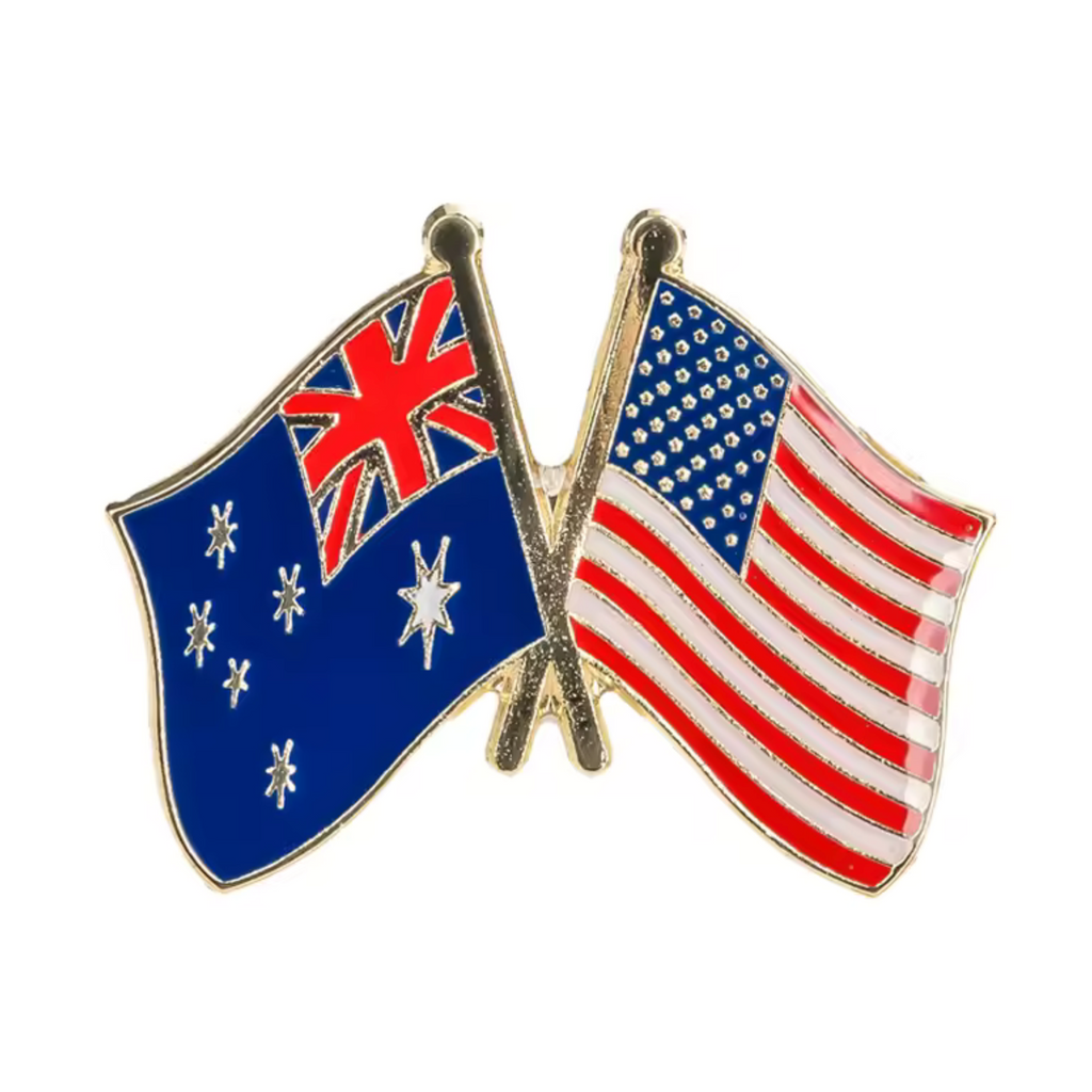 United States USA & Australia Friendship Pin Badge