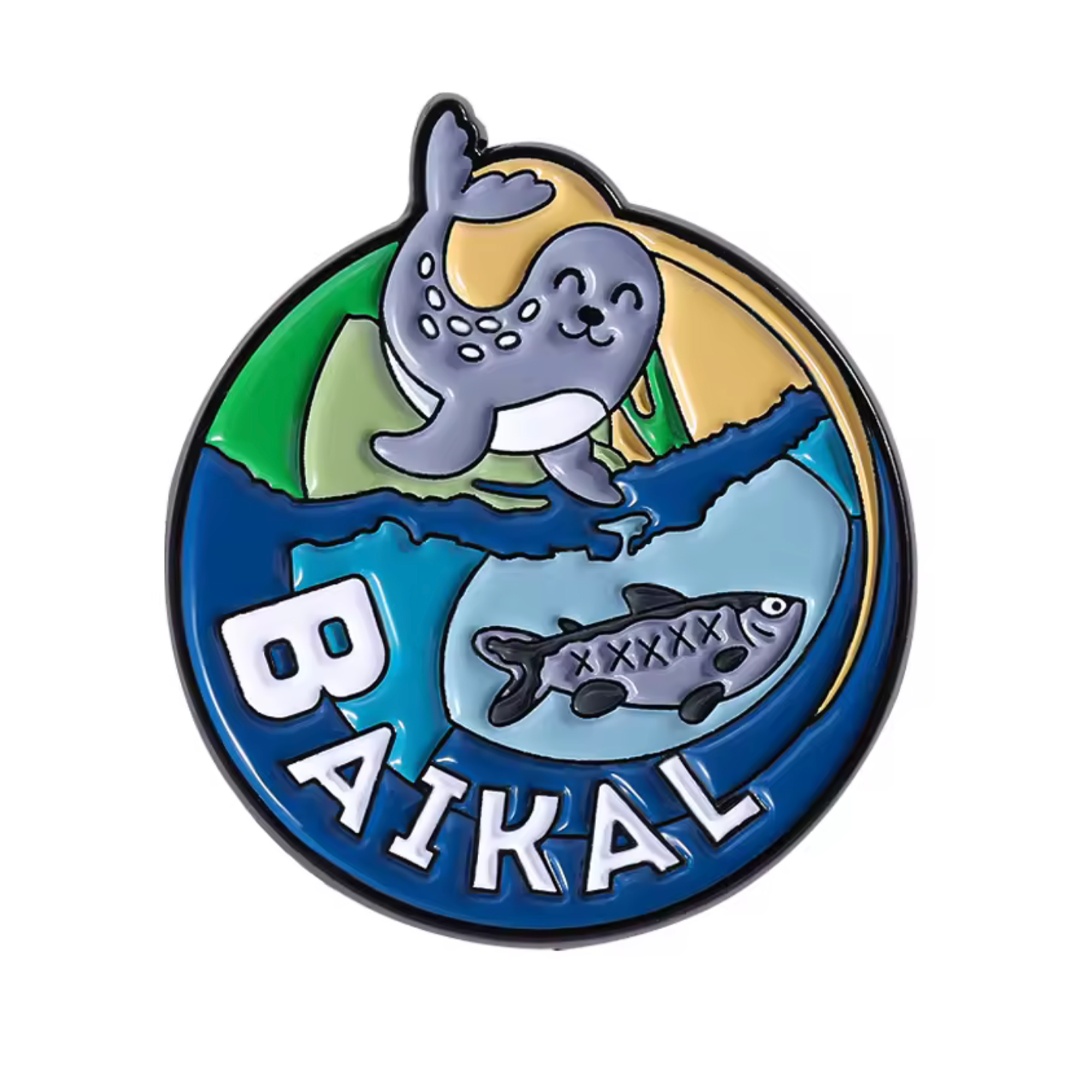 Baikal Lake Siberia, Russia Seal Pin Badge Main image