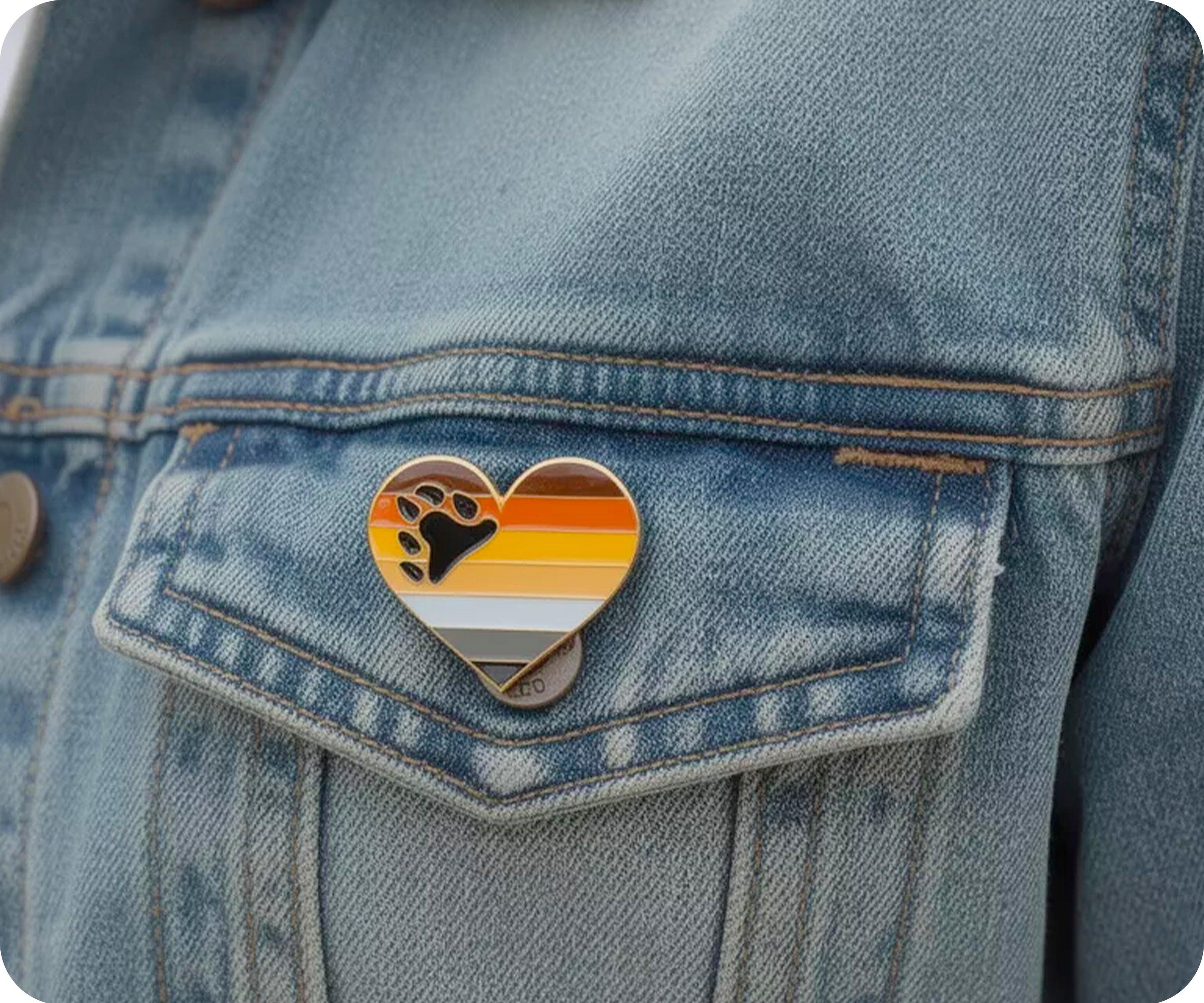 Bear Pride Heart Rainbow Pin Badge Secondary image