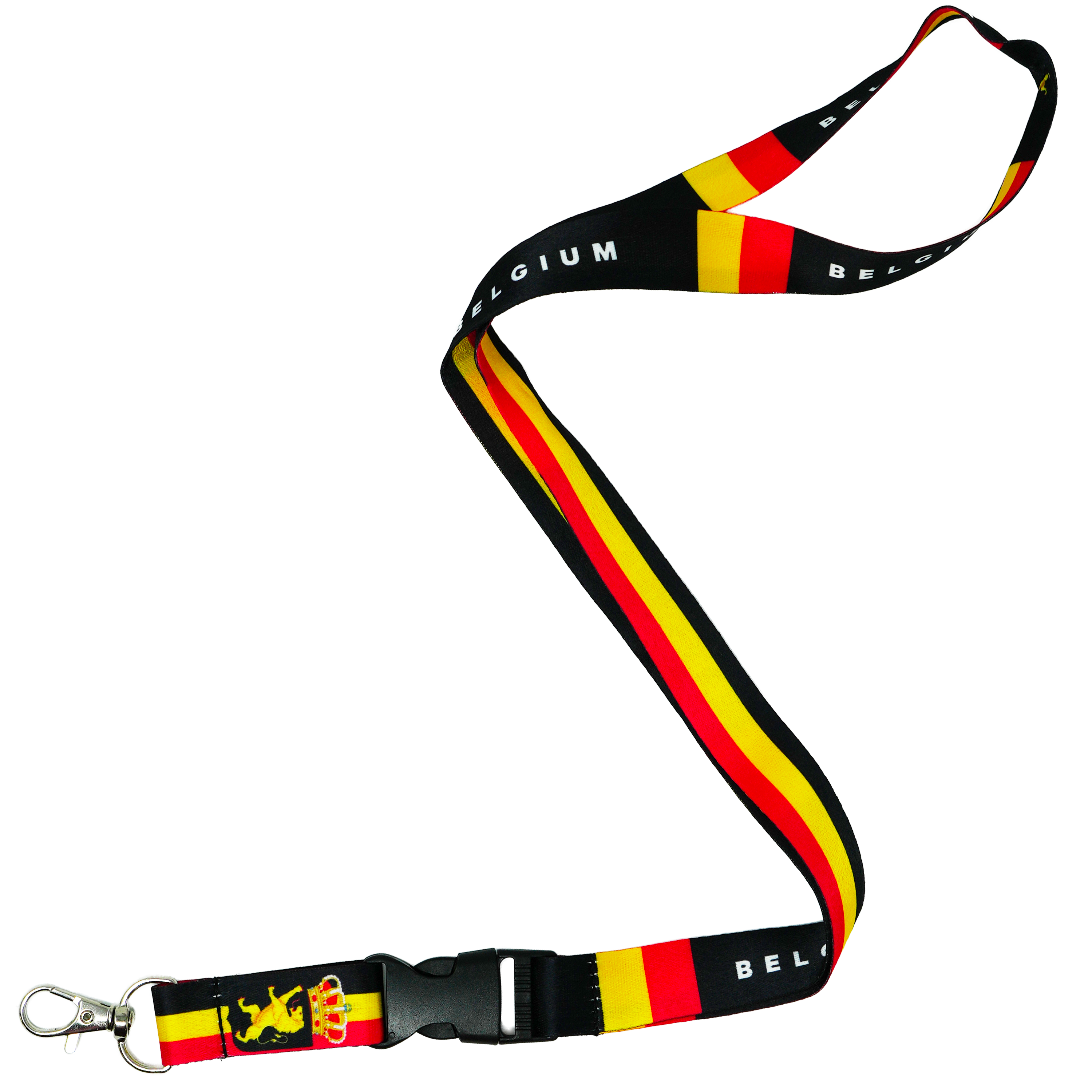 Belgium Flag Lanyard – Belgian National Colours Neck Strap with Crest