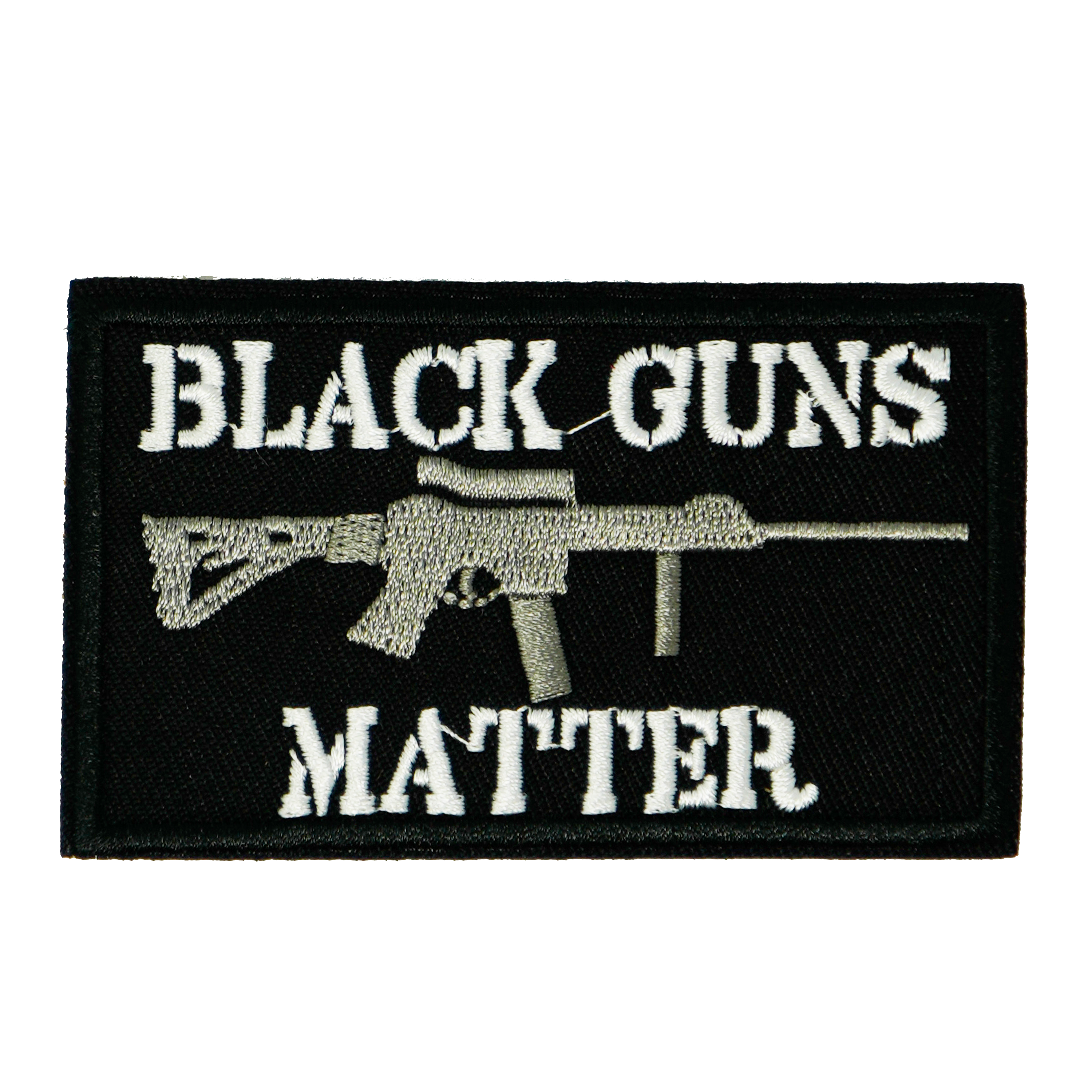 Black Guns Matter Assault Rifle Iron On Patch (7.8 x 5cm)