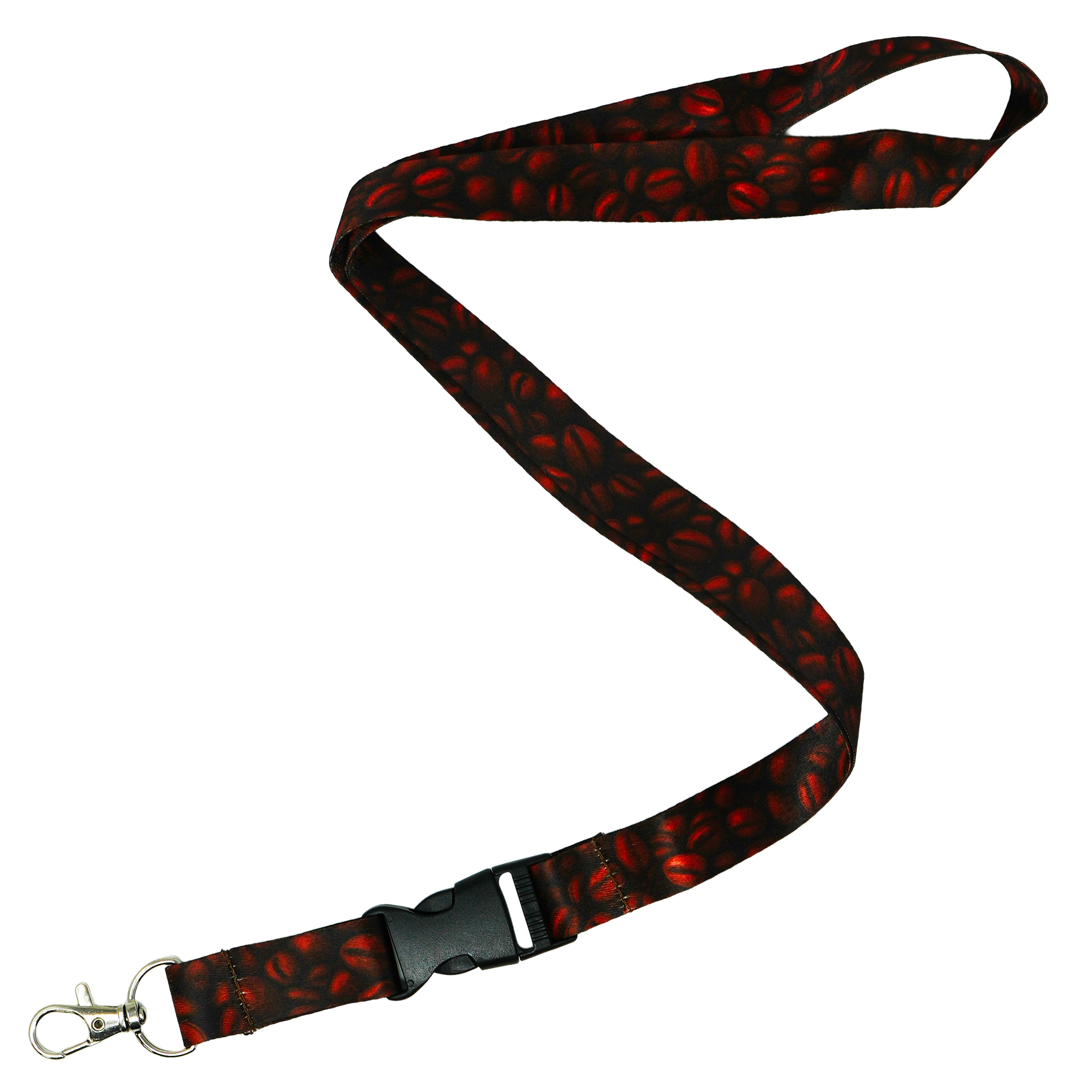 Coffee Bean Lanyard – Realistic Roasted Coffee Bean Print Neck Strap