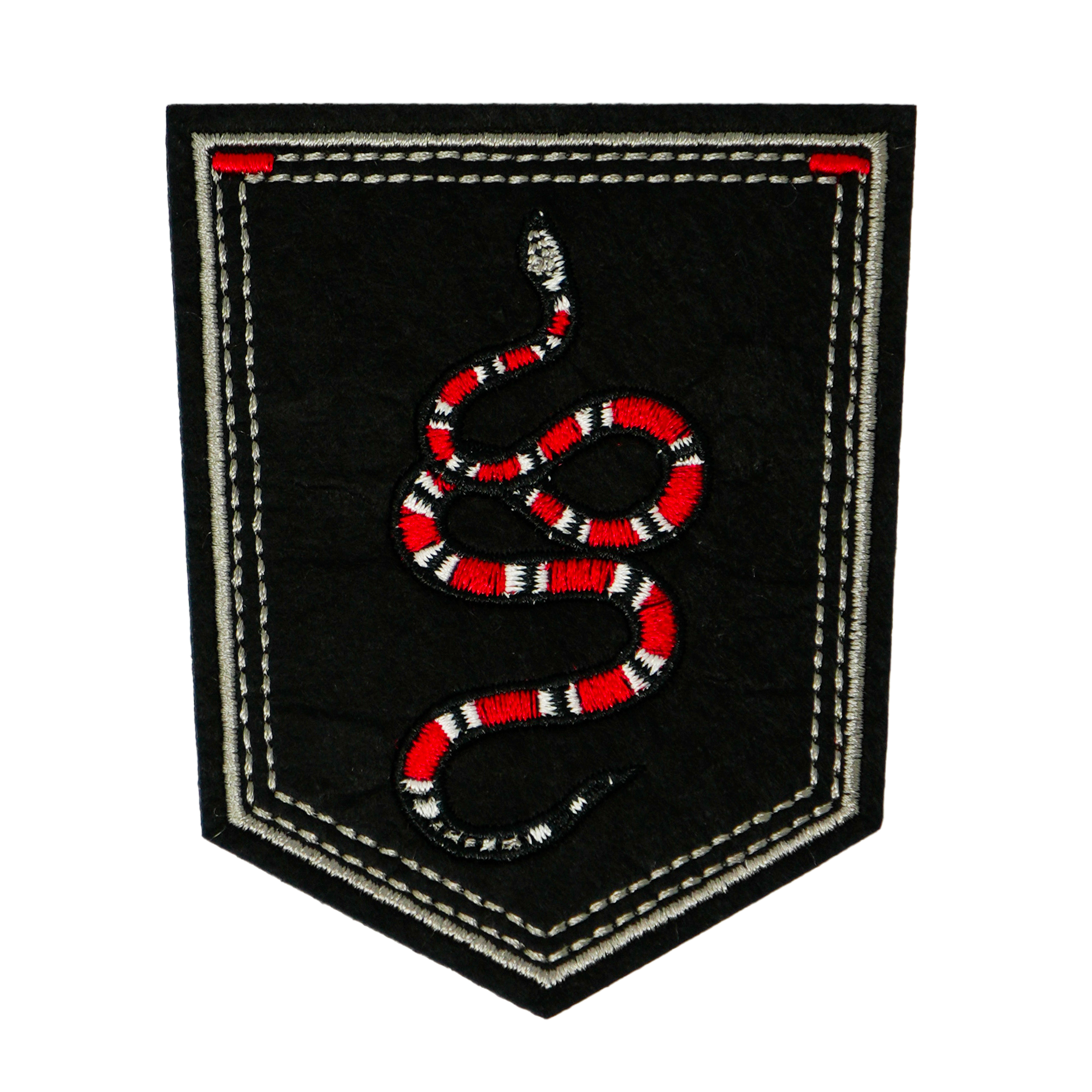 Coral Snake On Black Shield Iron On Patch (9 x 7.6cm)