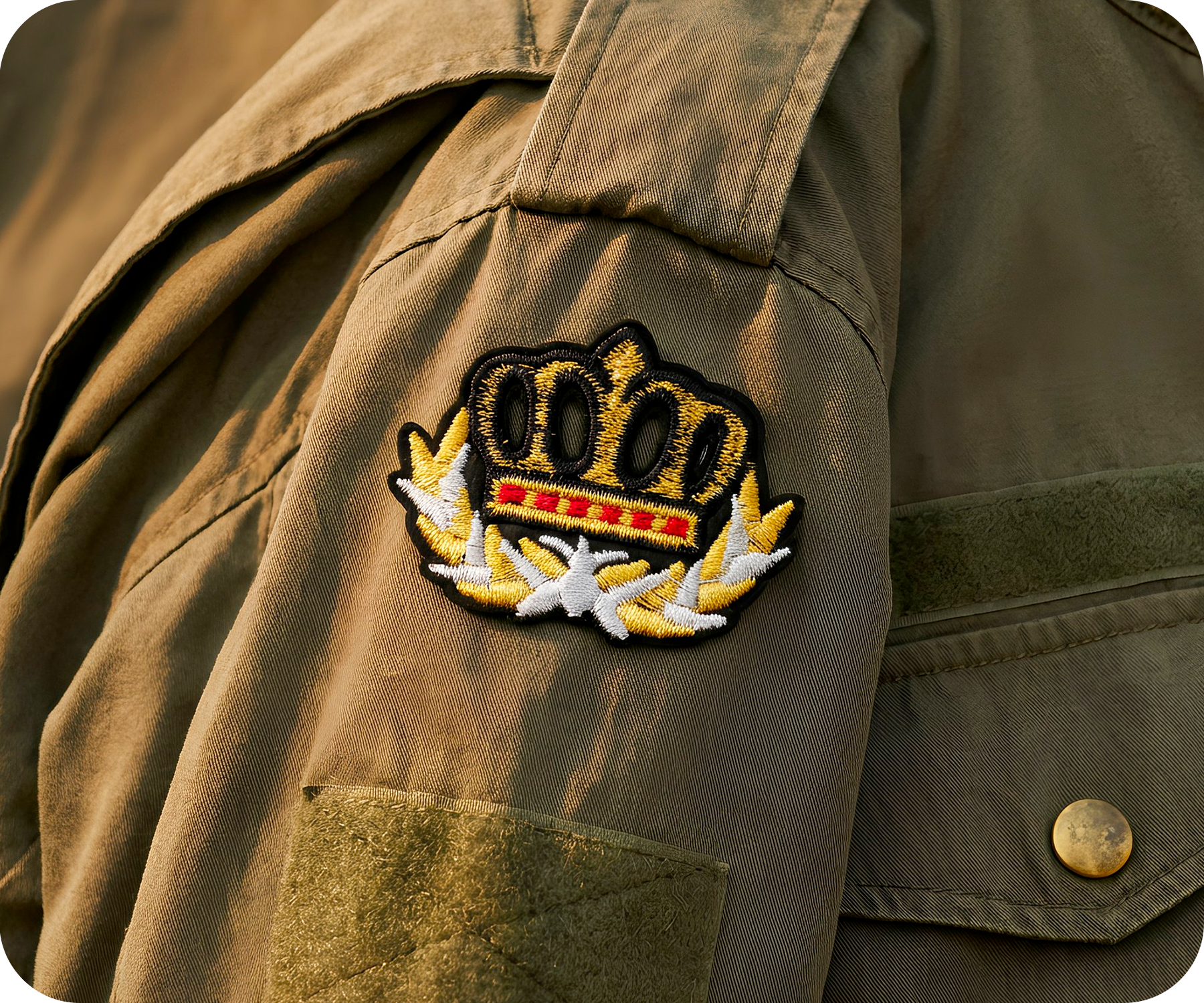 Crown Maritime Oak Leaf Navy Iron On Patch (6 x 4.5cm)