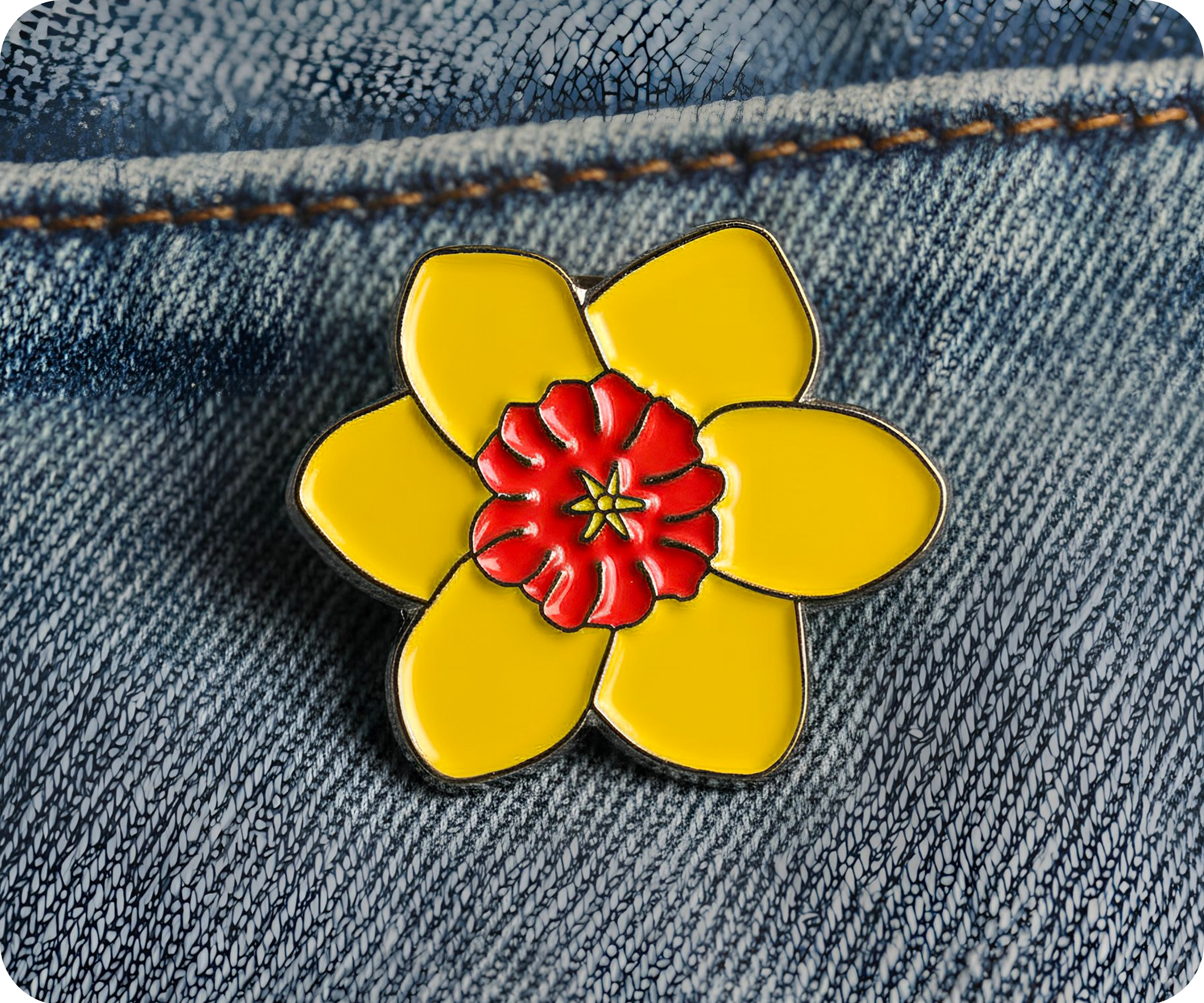 Daffodil Yellow Flower Pin Badge Secondary image