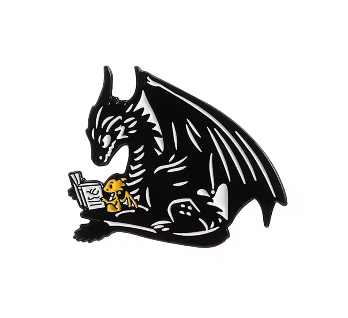 Dragon Reading Pin Badge Main image