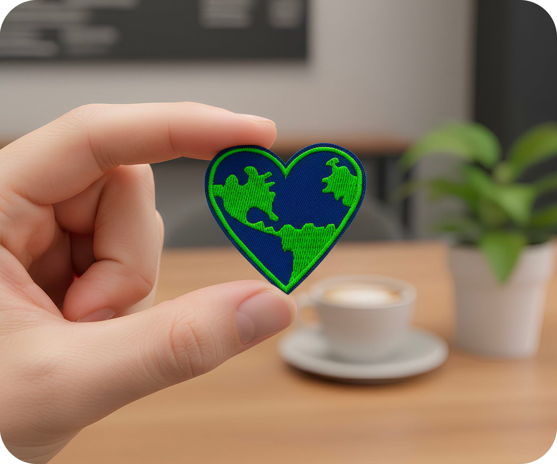 Love Heart Earth Planet Climate Iron On Patch (6 x 6cm)