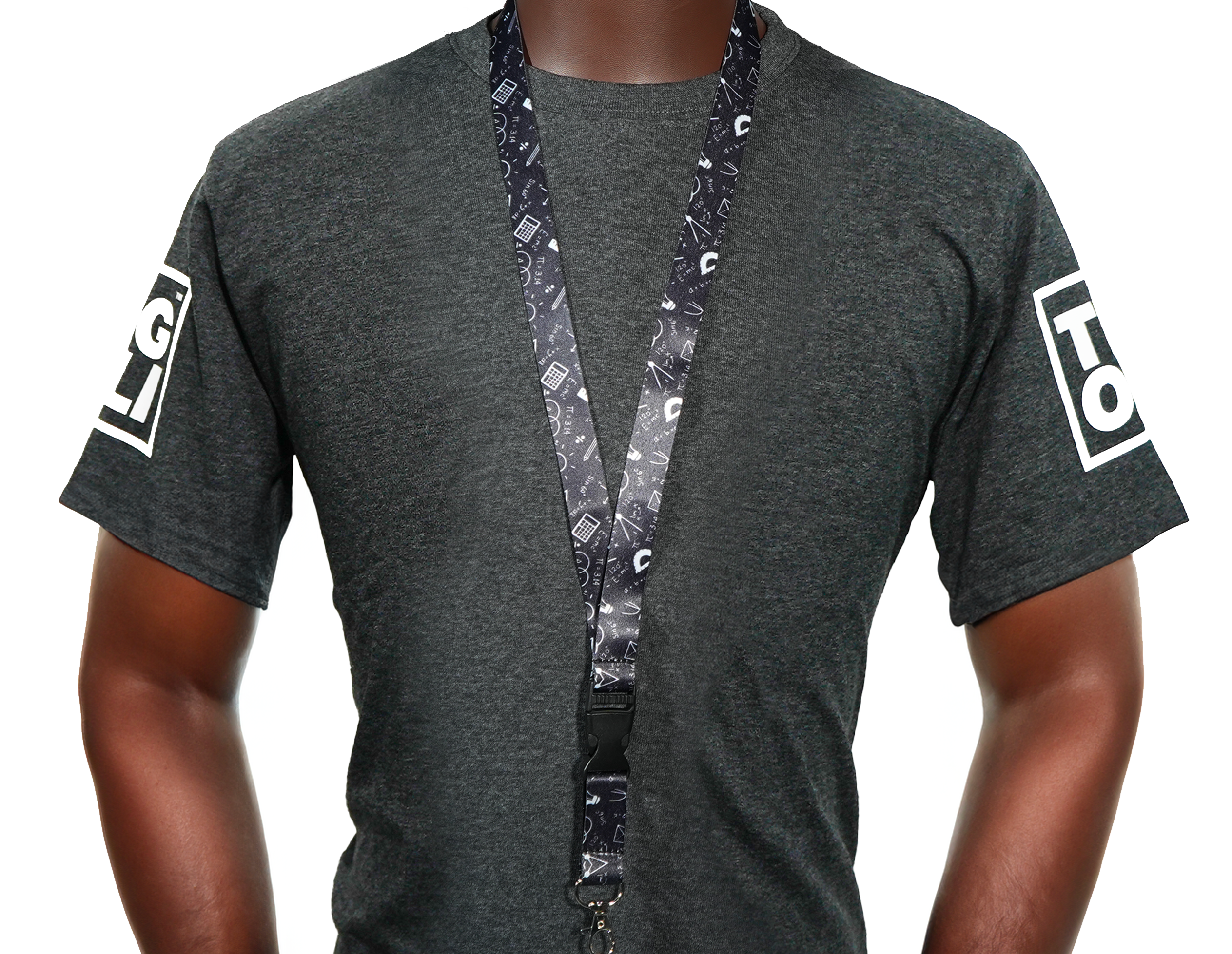 Maths Equations Lanyard – Black & White Science Formula Design with Calculations