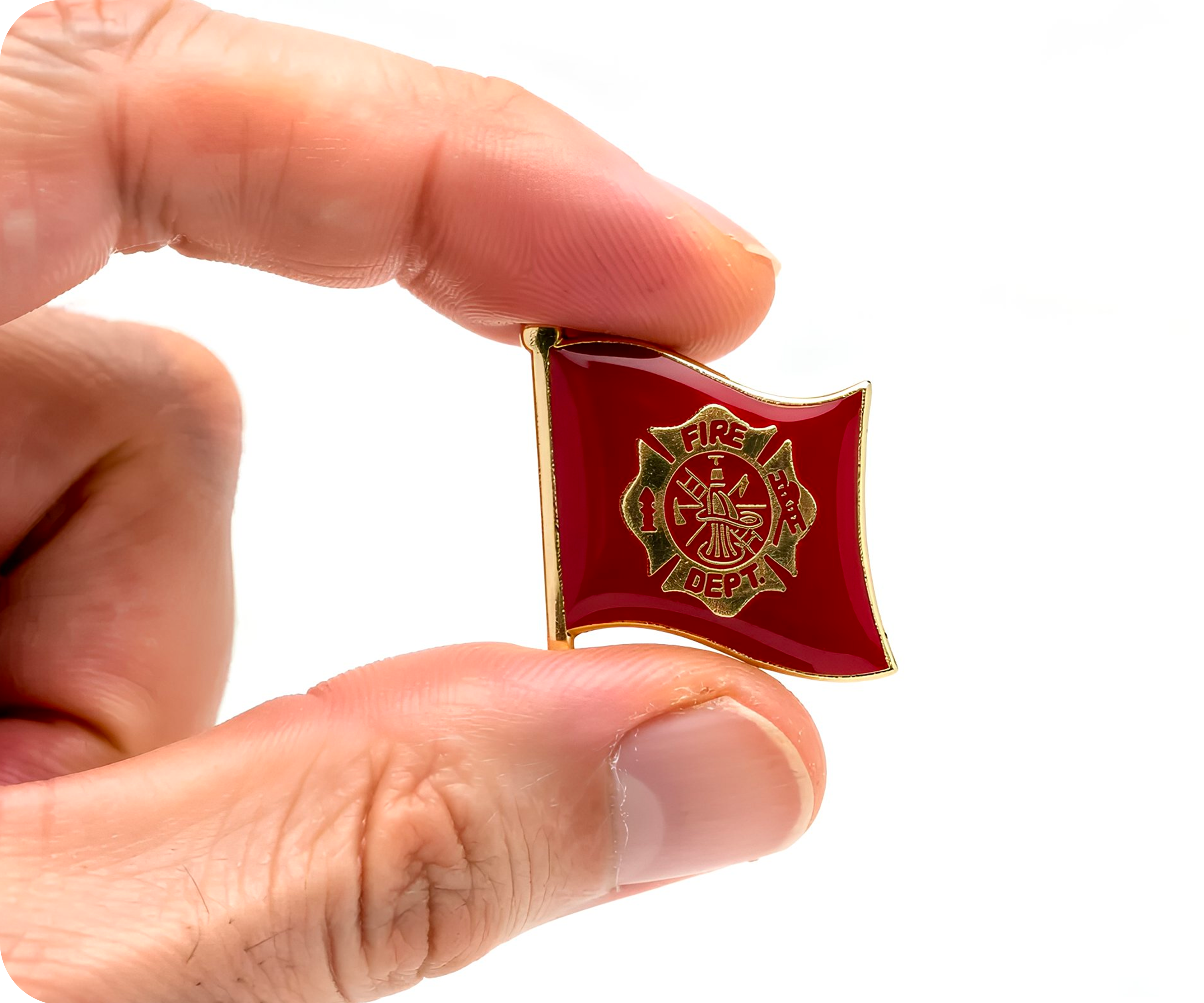 Fire Department USA Flag Pin Badge Secondary image