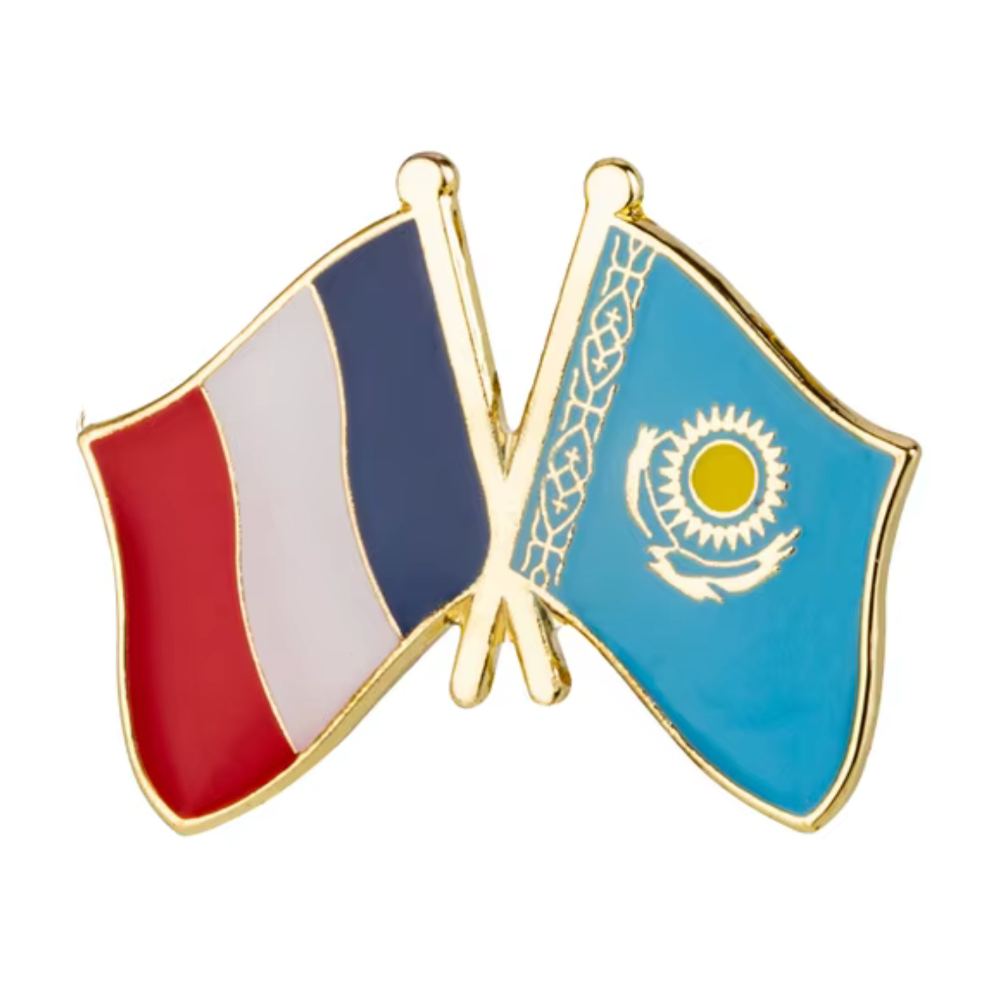 France & Kazakhstan Friendship Pin Badge Main image