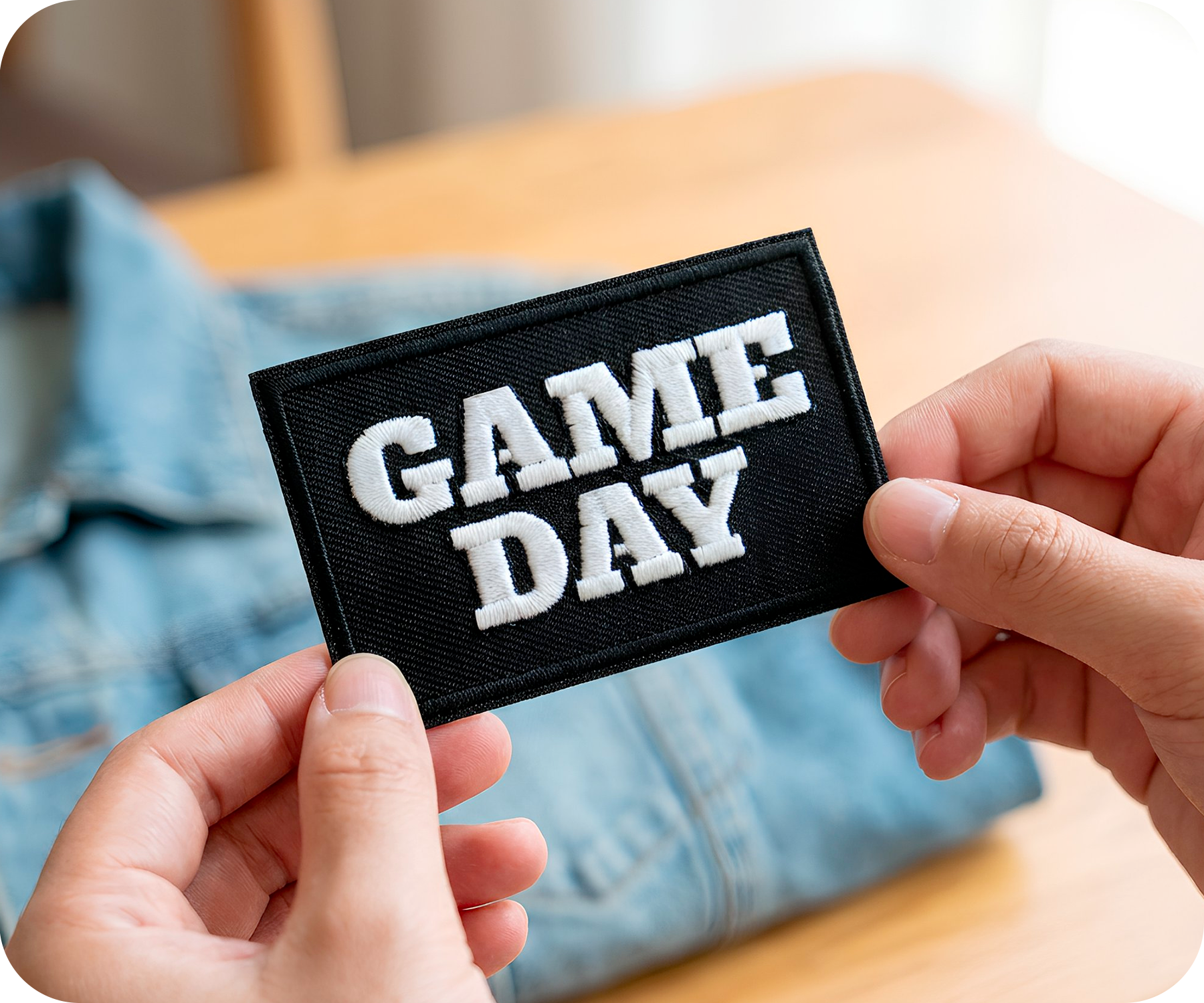 Game Day American Football Black Iron On Patch (7.8 x 5cm)