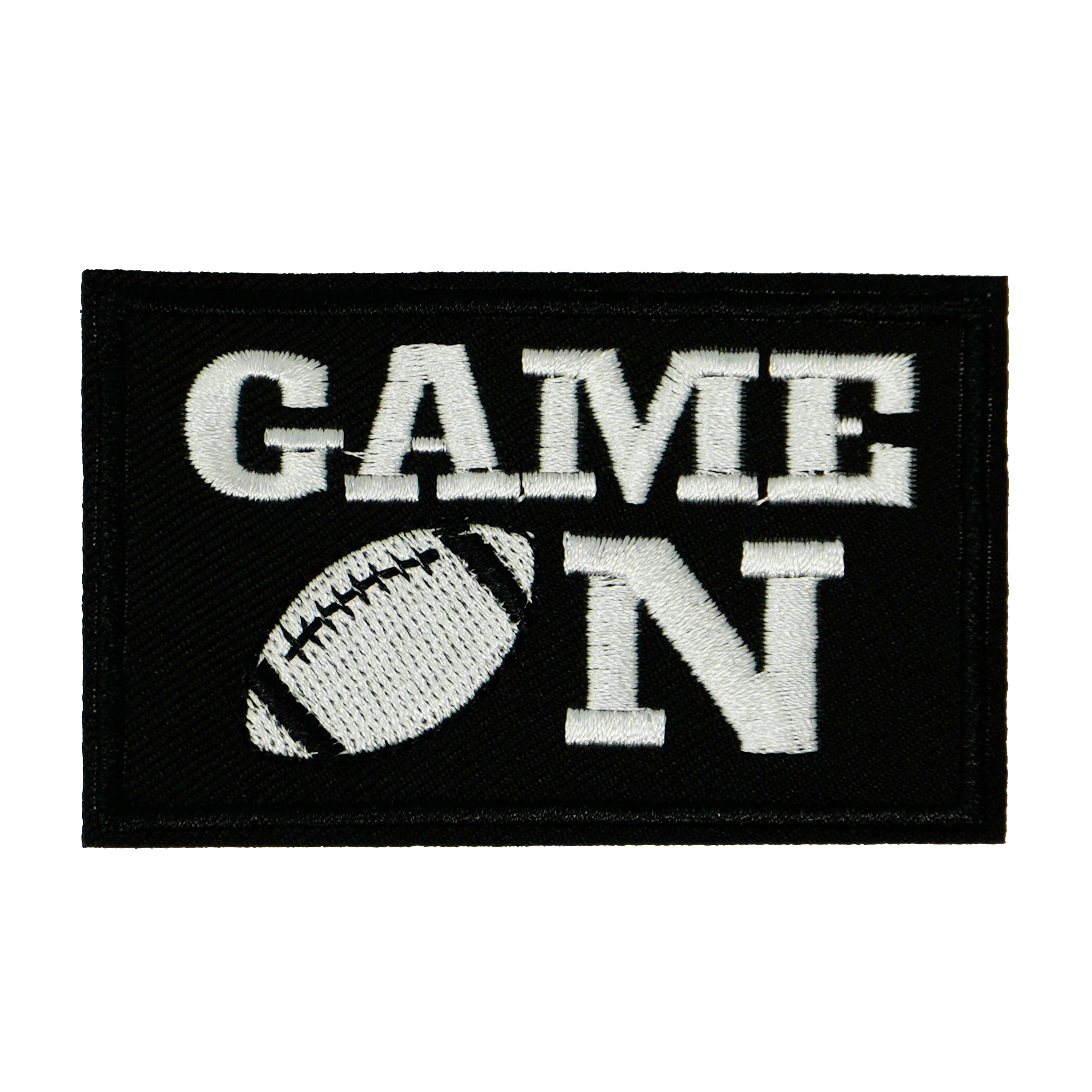 Game On American Football Black Iron On Patch (7.8 x 5cm)