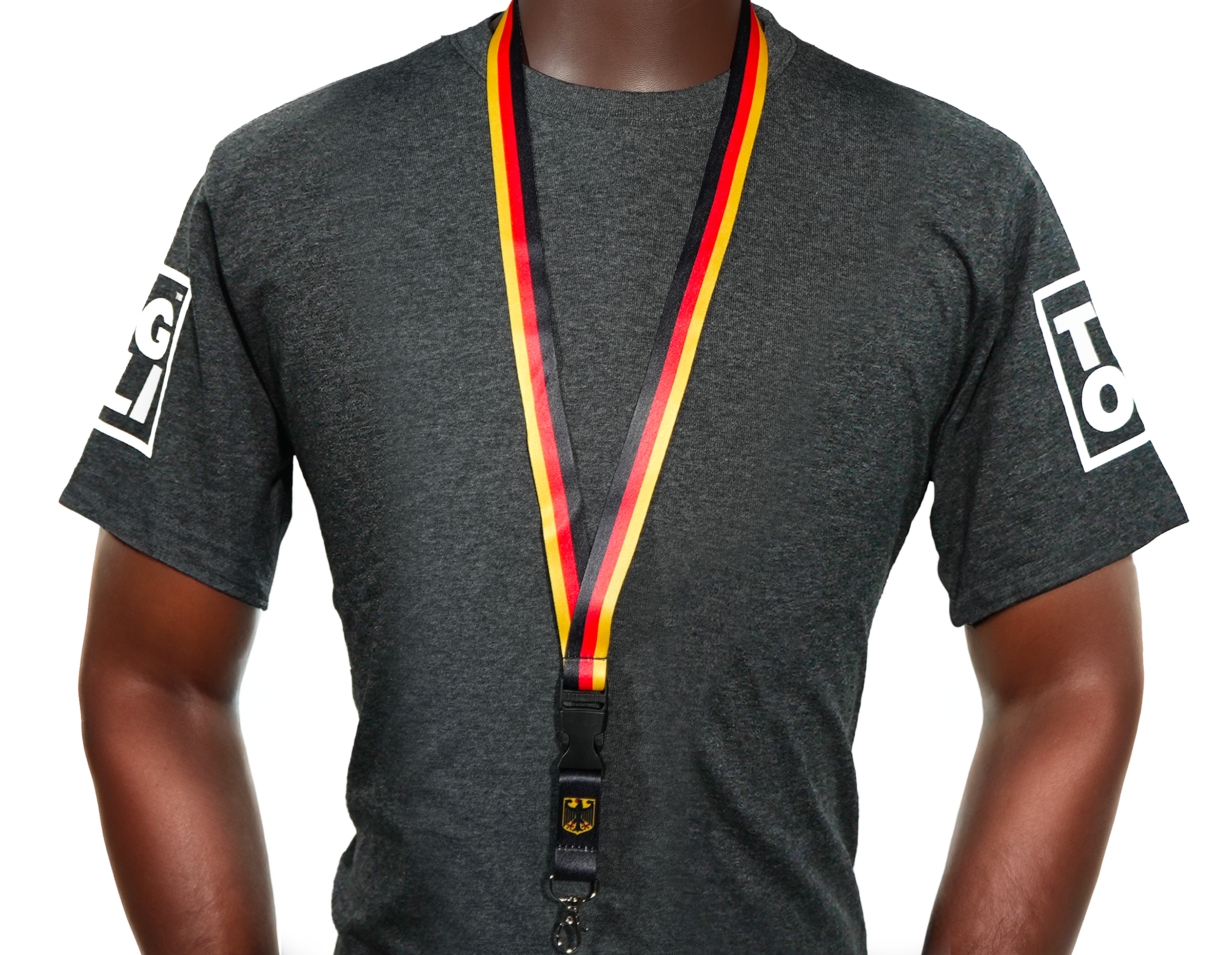 Germany Flag Lanyard – Black, Red & Gold Tricolour with Bundesadler Eagle Emblem