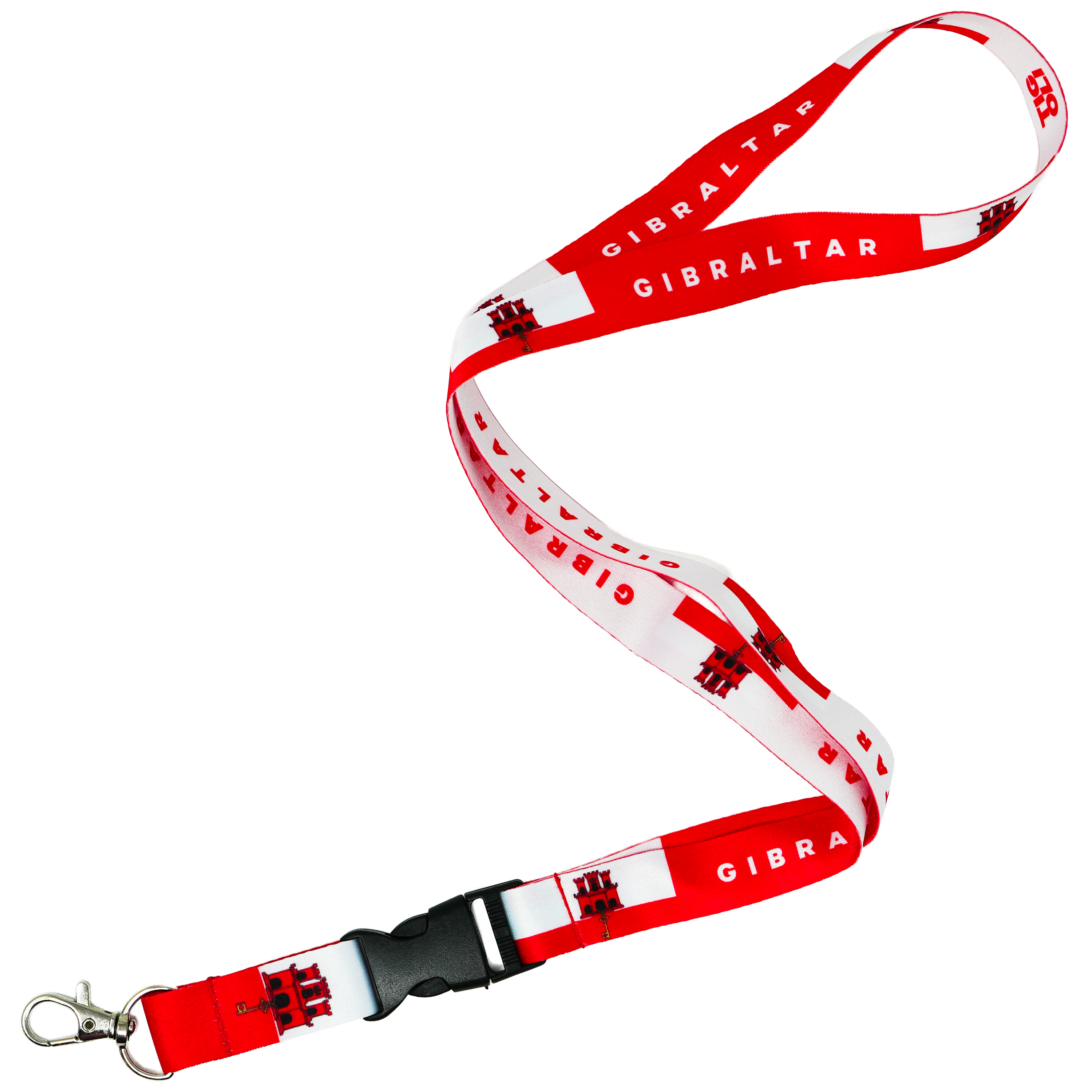 Gibraltar Flag Lanyard – Red & White Castle Key Design