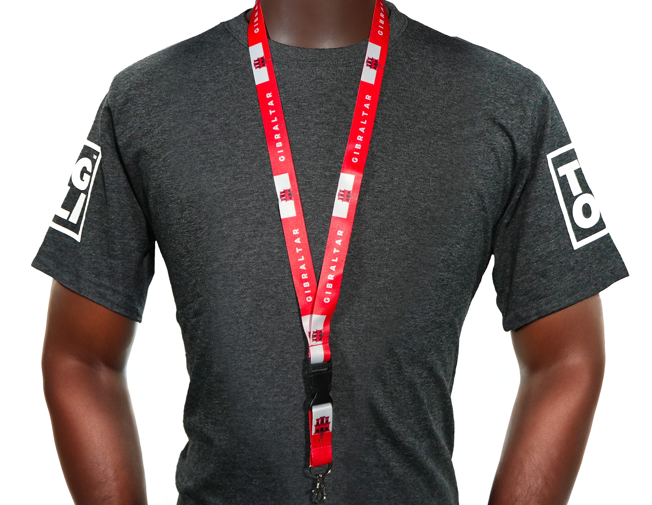 Gibraltar Flag Lanyard – Red & White Castle Key Design