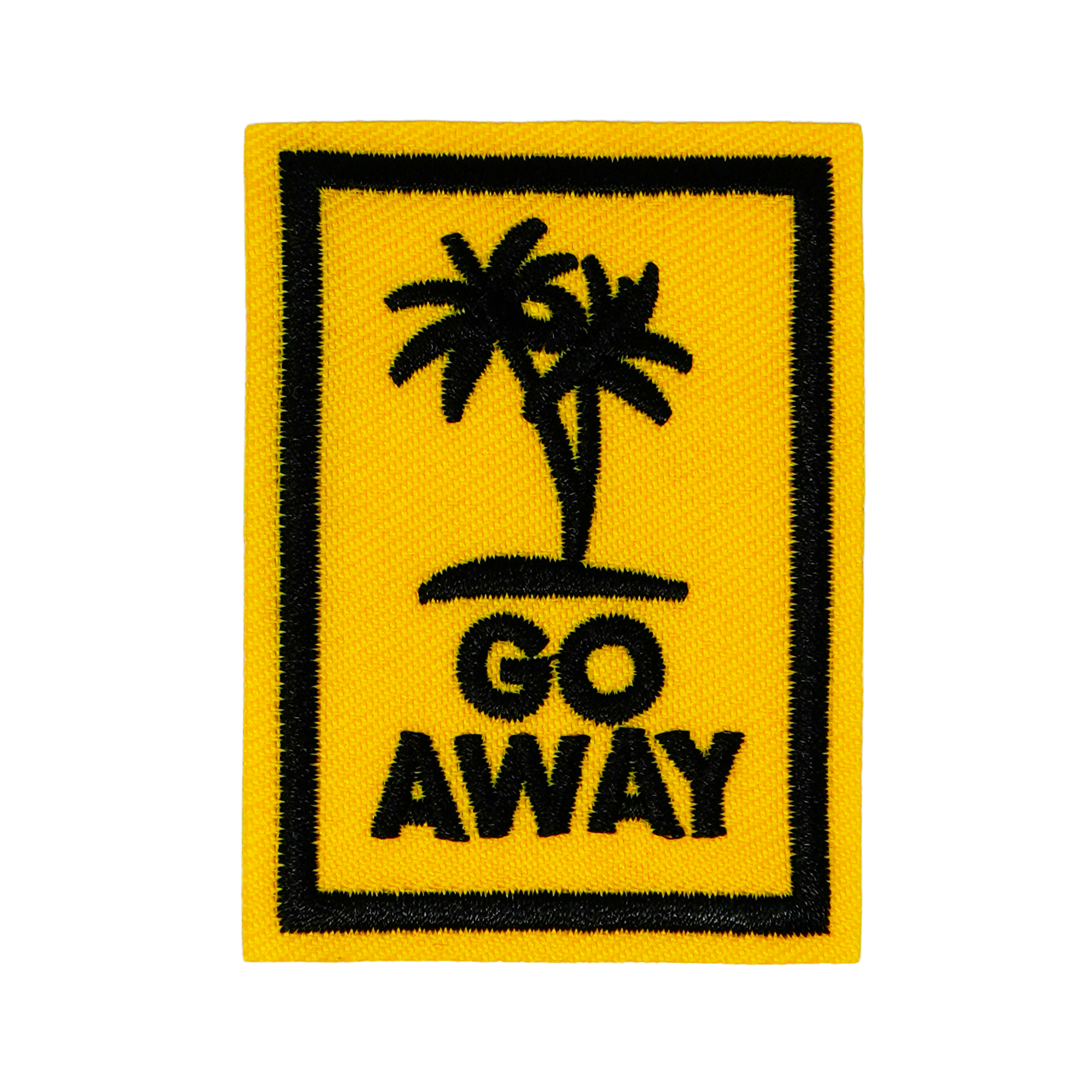 GO Away Travel Palm Trees Yellow Iron On Patch (4.5 x 6.4cm)