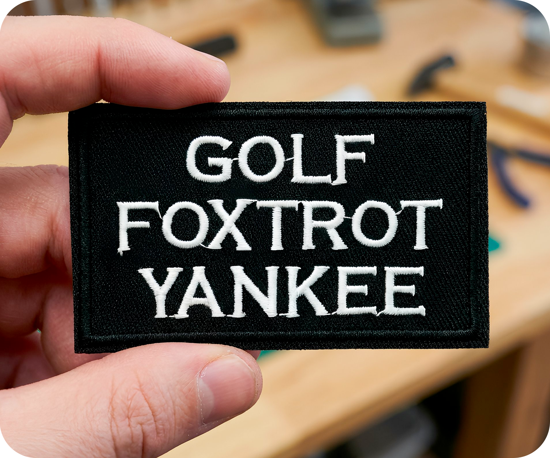 GFY Gold Foxtrot Yankie Funny Black Badge Iron On Patch (7.8 x 5cm)