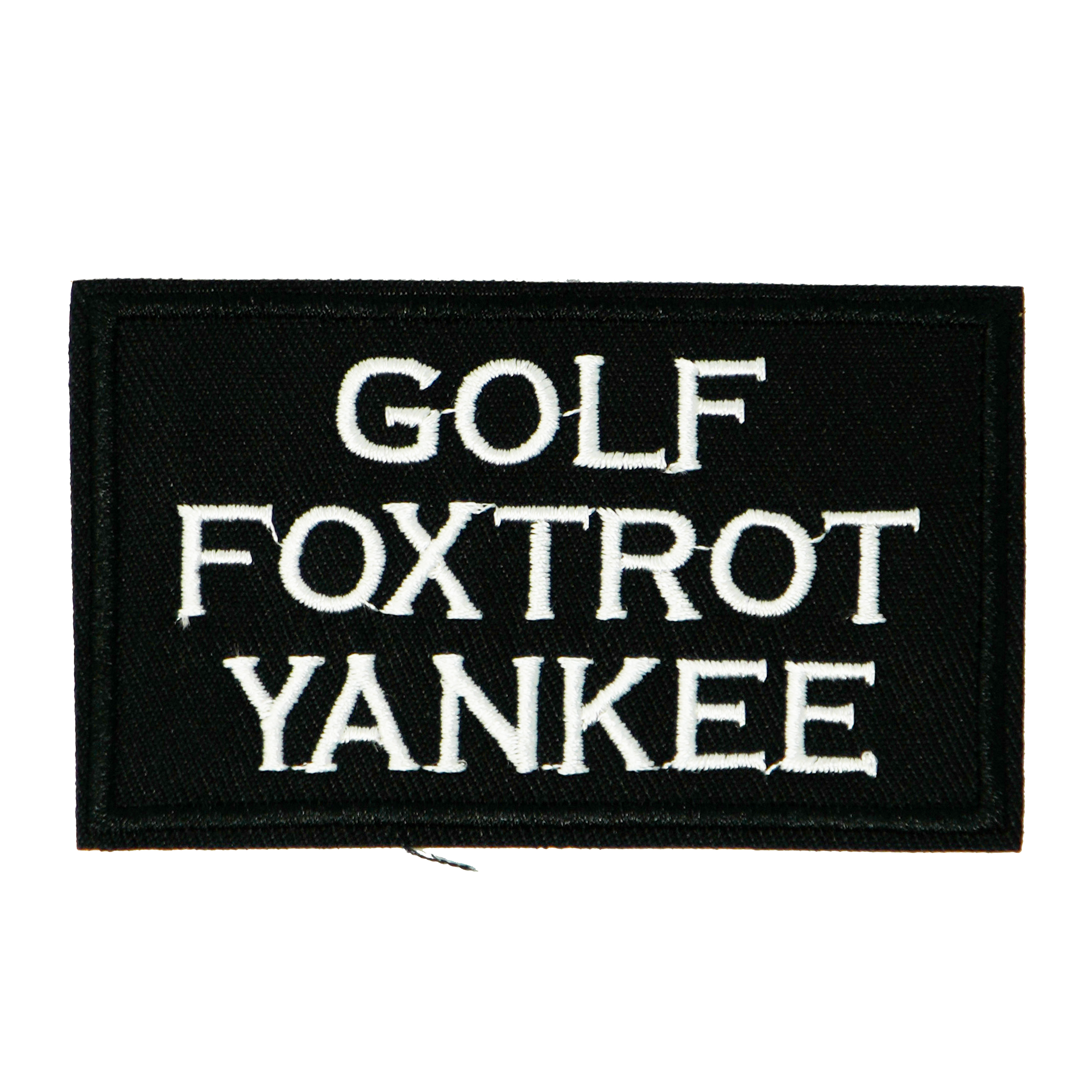 GFY Gold Foxtrot Yankie Funny Black Badge Iron On Patch (7.8 x 5cm)