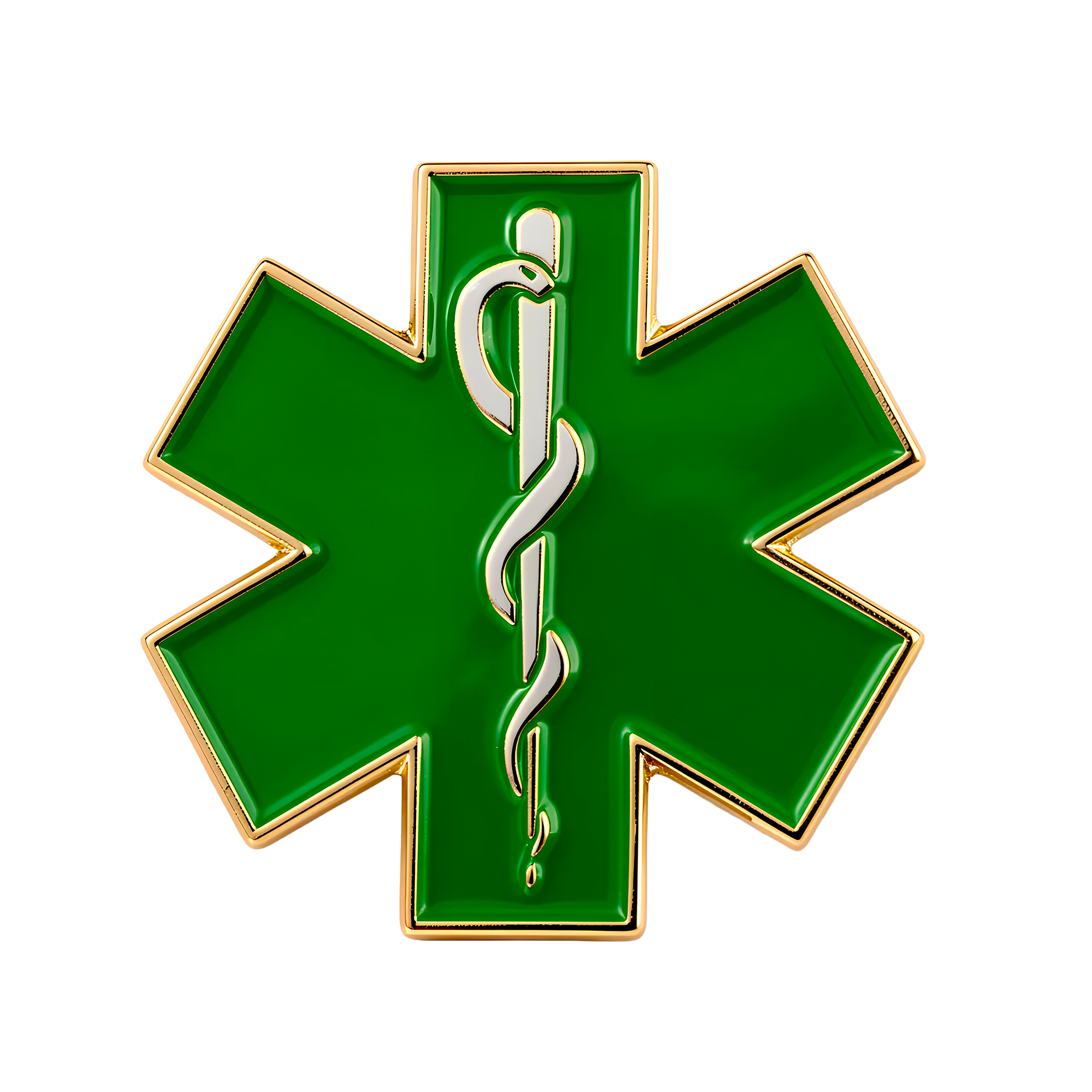 Green Medical Ambulance Star Pin Badge Main image