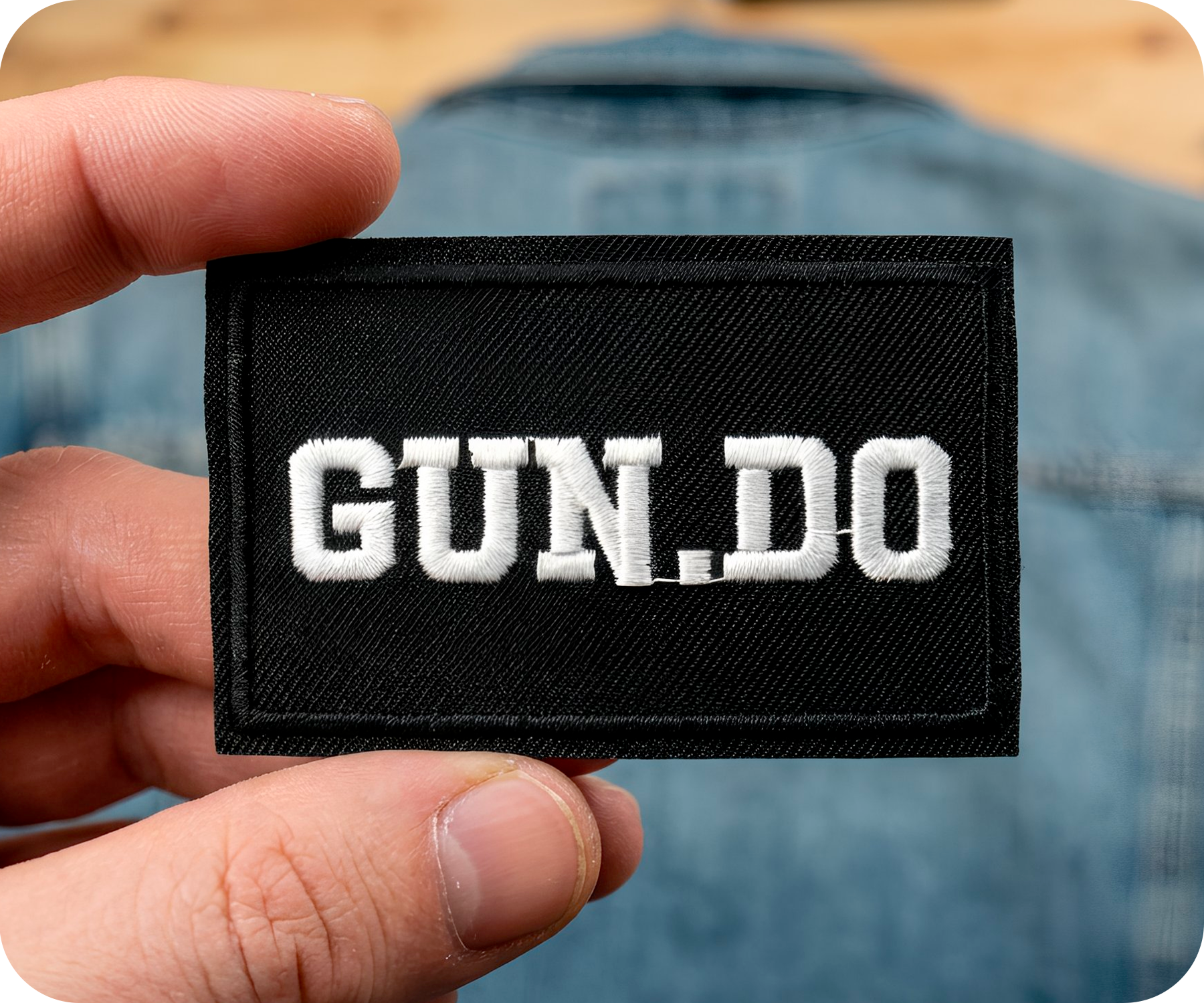 Gun Do. Black Iron On Patch (7.8 x 5cm)
