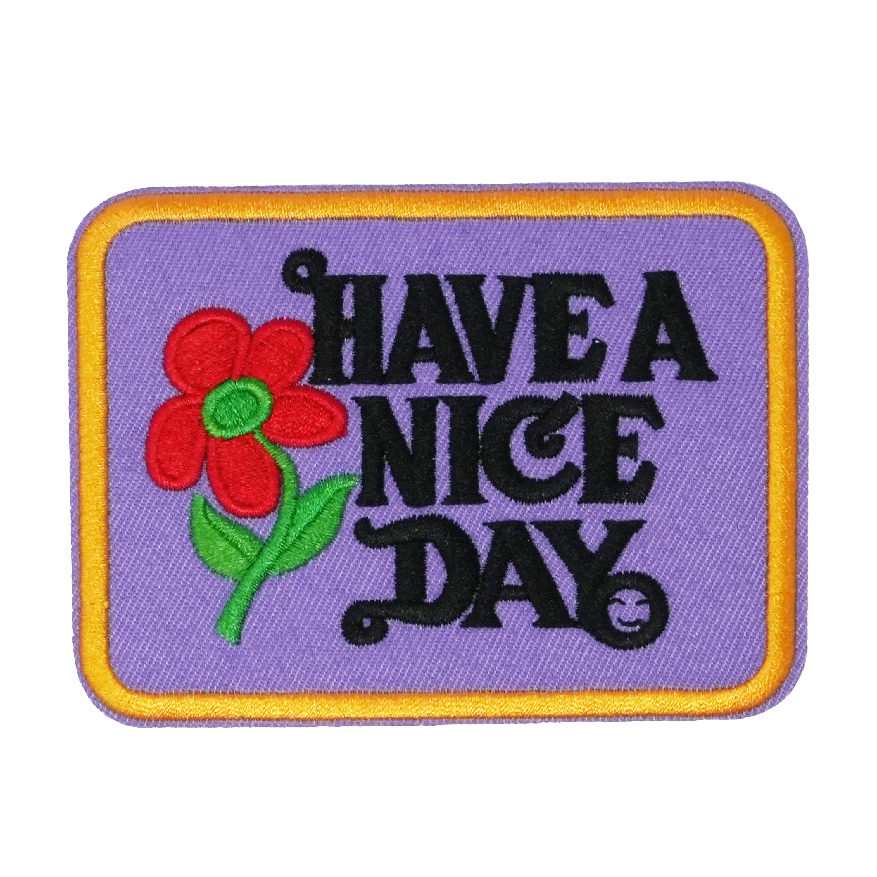 Have A Nice Day Purple & Gold Patch Iron On (9 x 7cm)