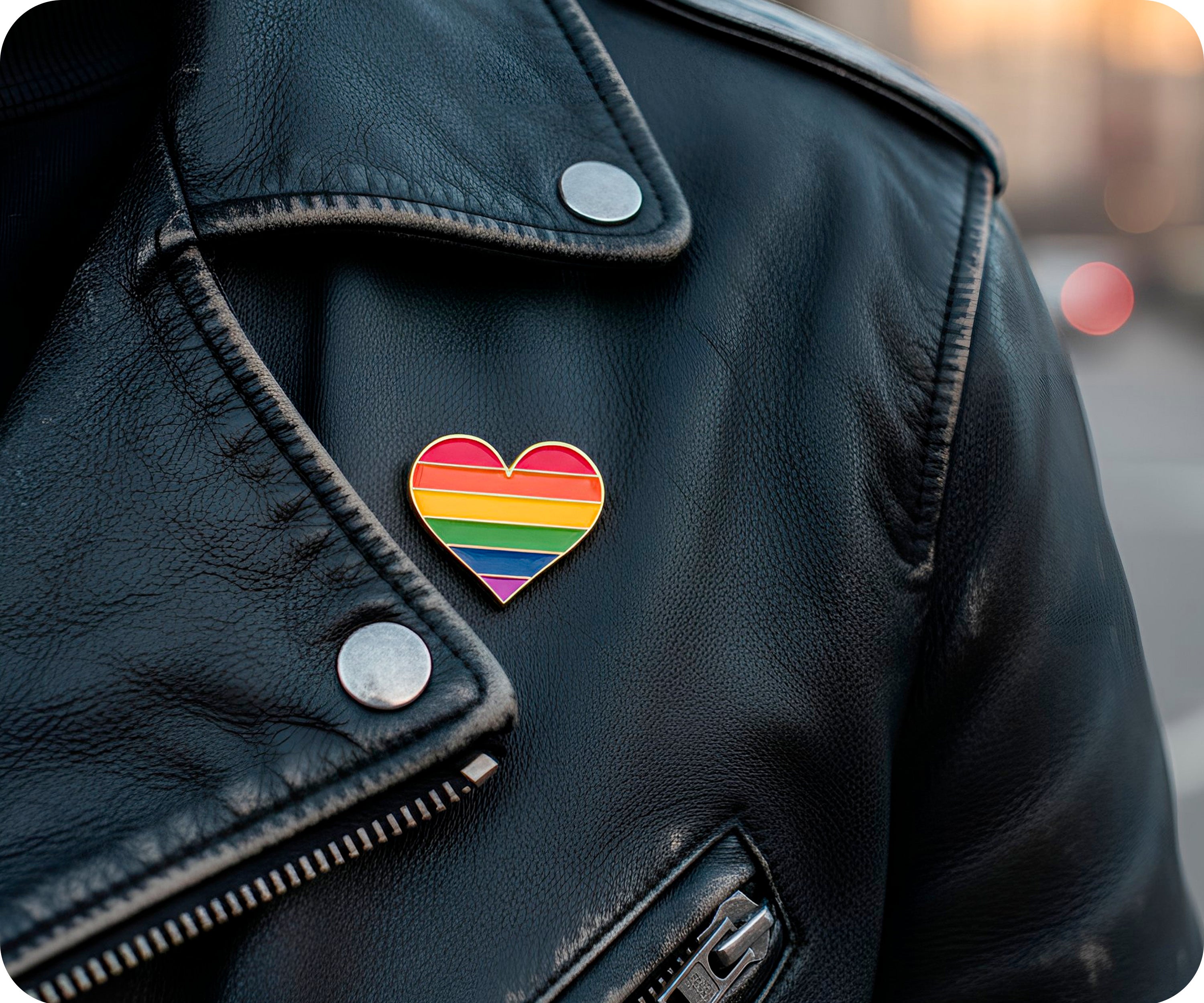 Pride Heart Rainbow Pin Badge