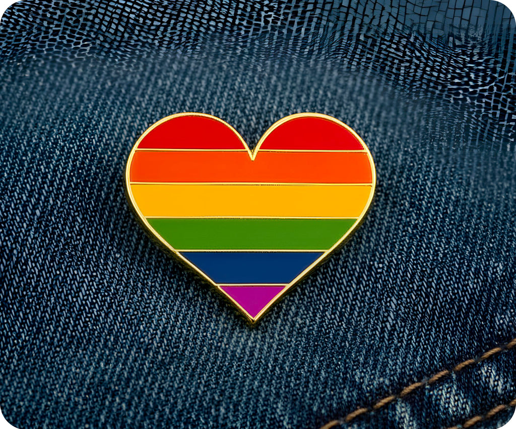 Pride Heart Rainbow Pin Badge