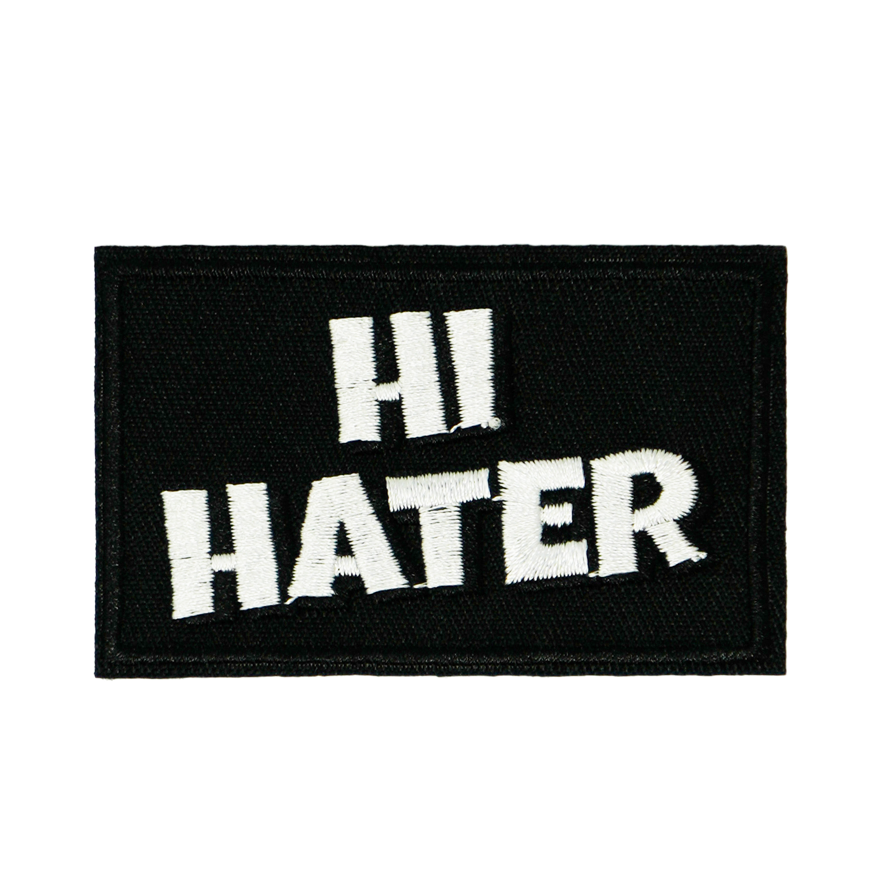 Hi Hater Black Iron On Patch (7.8 x 5cm)