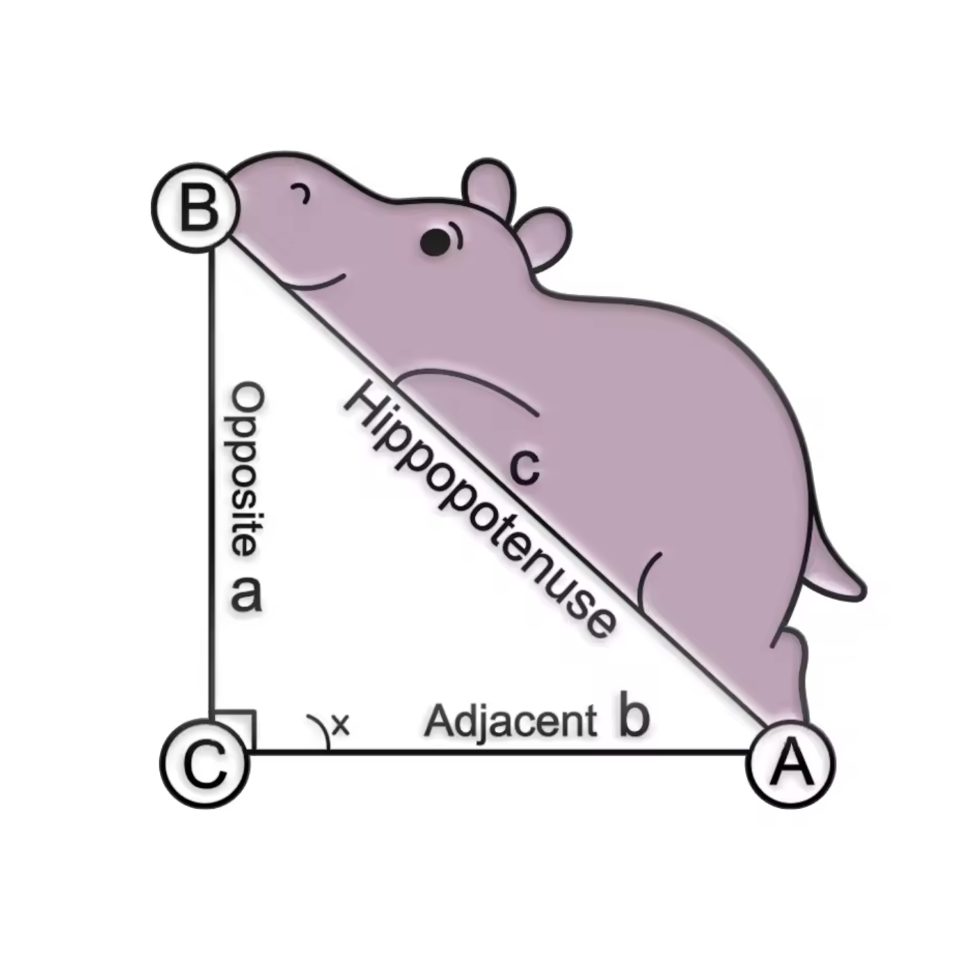 Hippopototenuse Math Pin Badge Main image