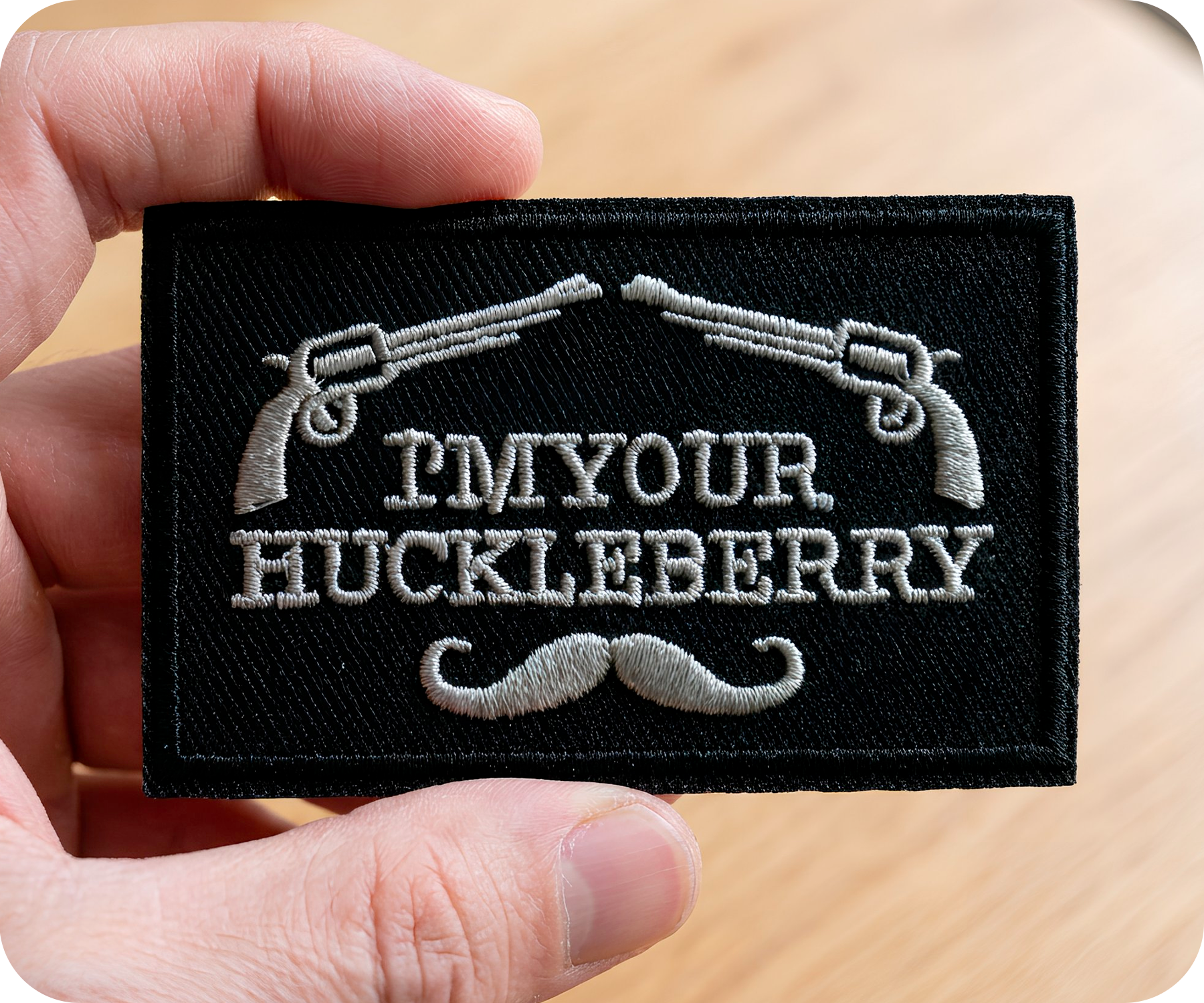 I'm Your Huckleberry Moustache Iron On Patch (7.8 x 5cm)
