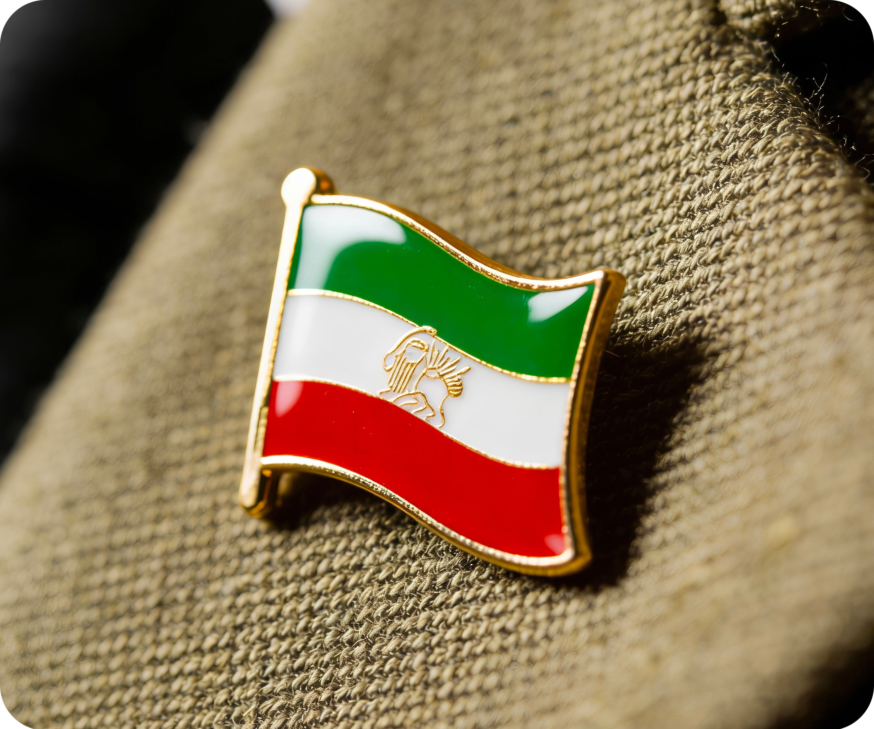 Iran Sun & Lion Flag Pin Badge