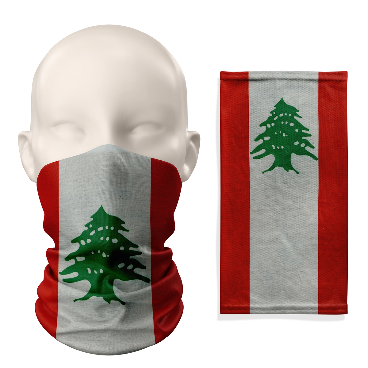 Lebanon Flag Snood – Breathable Mask Neck Gaiter Face Covering – Tigoli