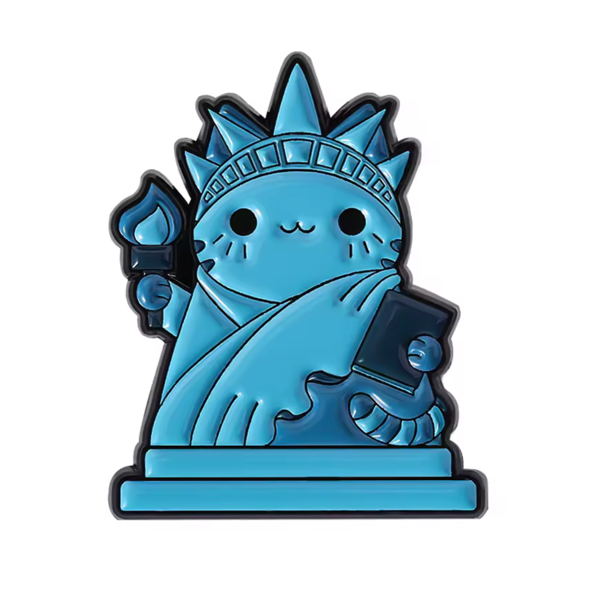 Statue of Liberty Cat Kittens Funny Pin Badge Main image