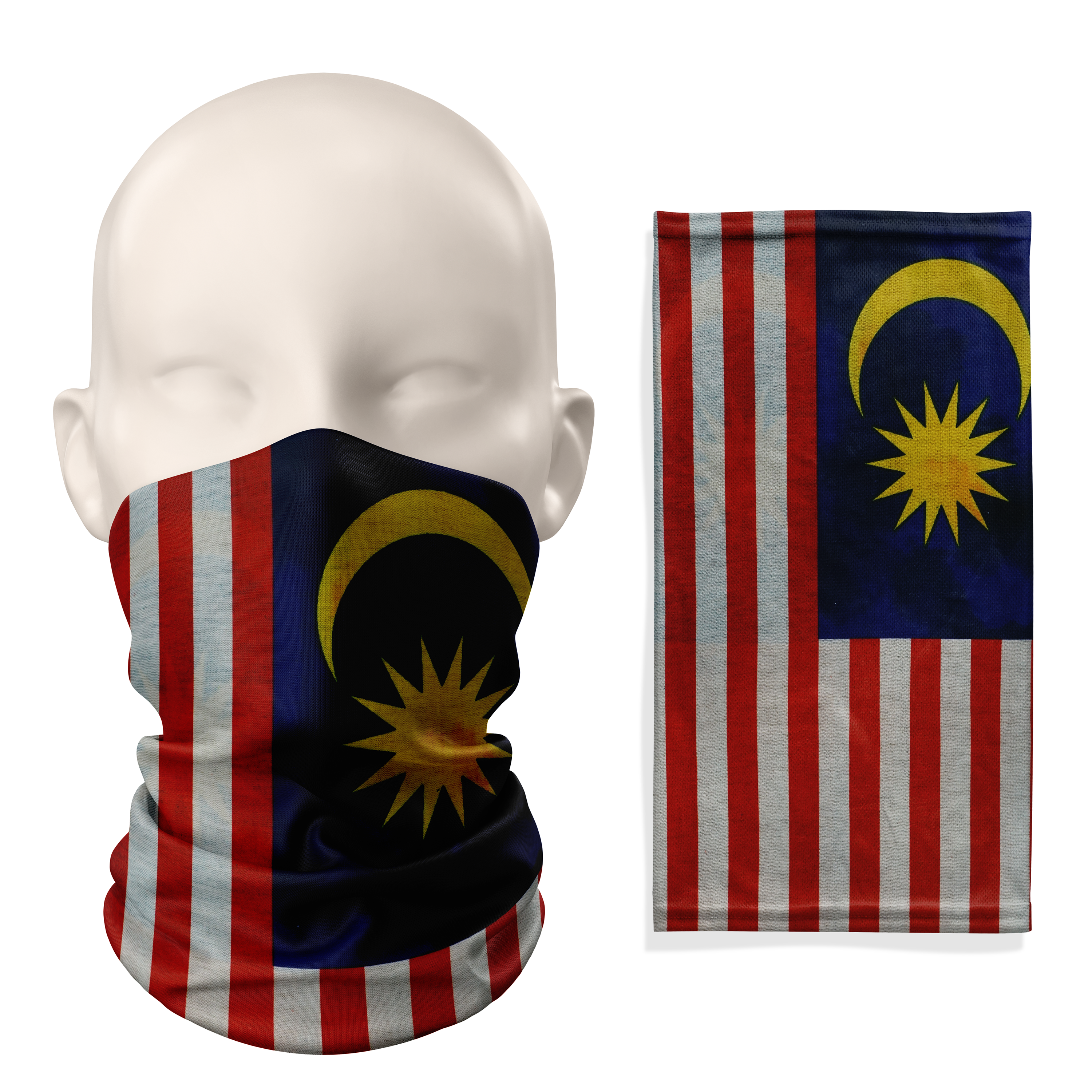Malaysia Jalur Gemilang Flag Snood  – Breathable Mask Neck Gaiter Face Covering