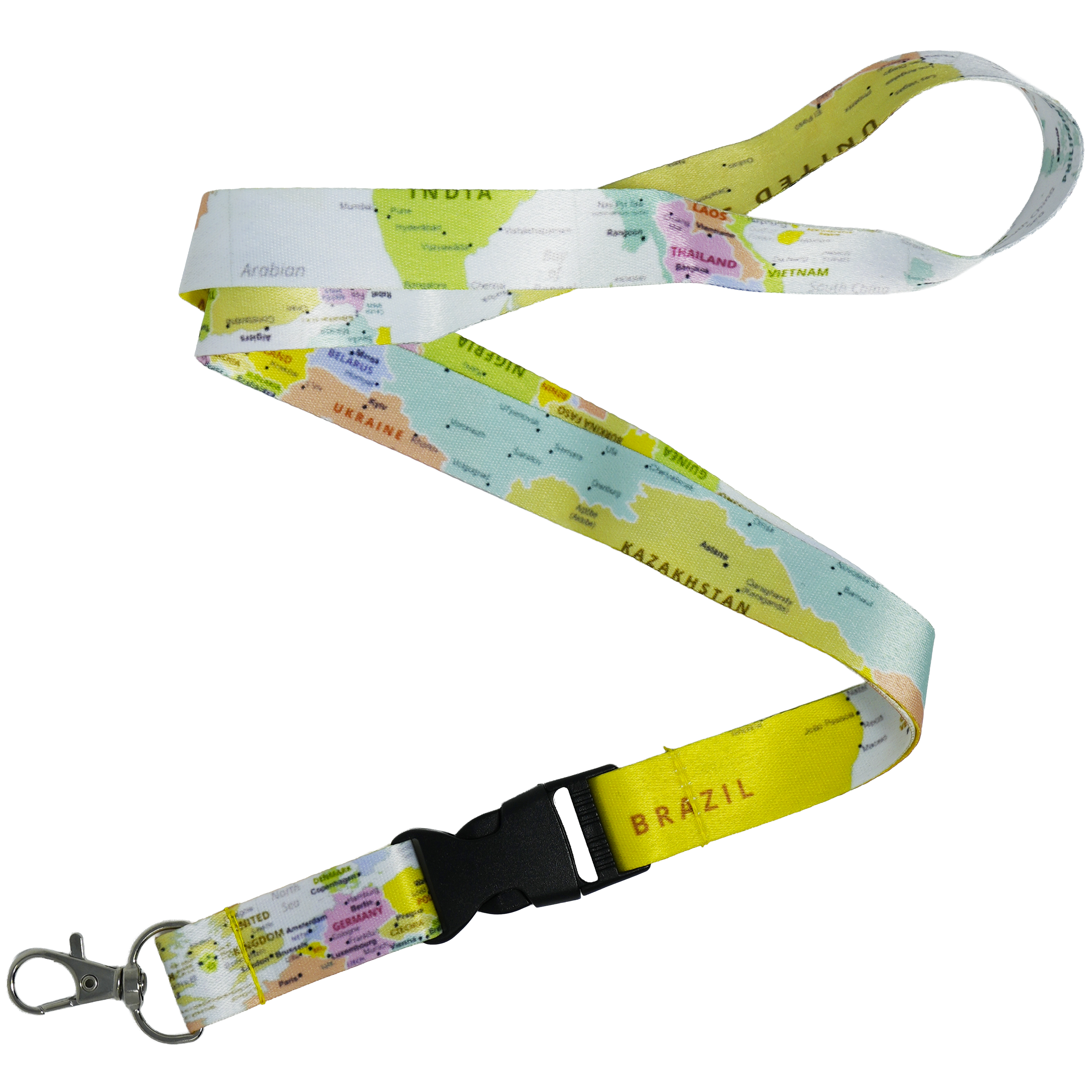 World Map Geography Globe Lanyard