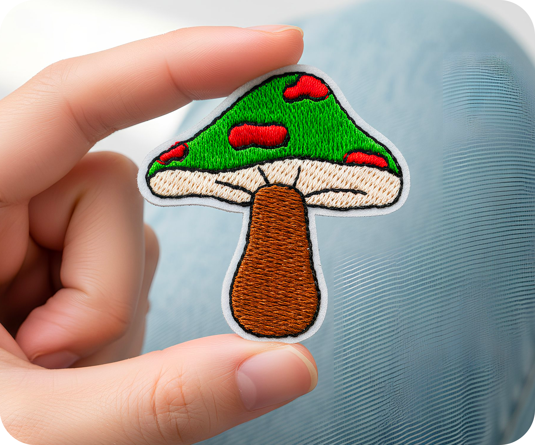 Red & Green Mushroom Toadstool Shroom Iron On Patch (5 x 5cm)