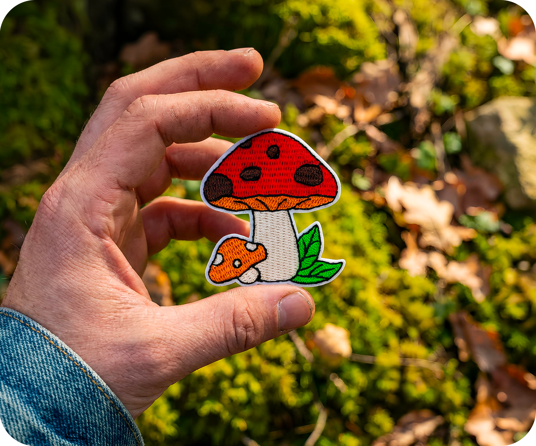 Red & Orange Mushrooms Toadstool Shroom Iron On Patch (5.4 x 4.7cm)