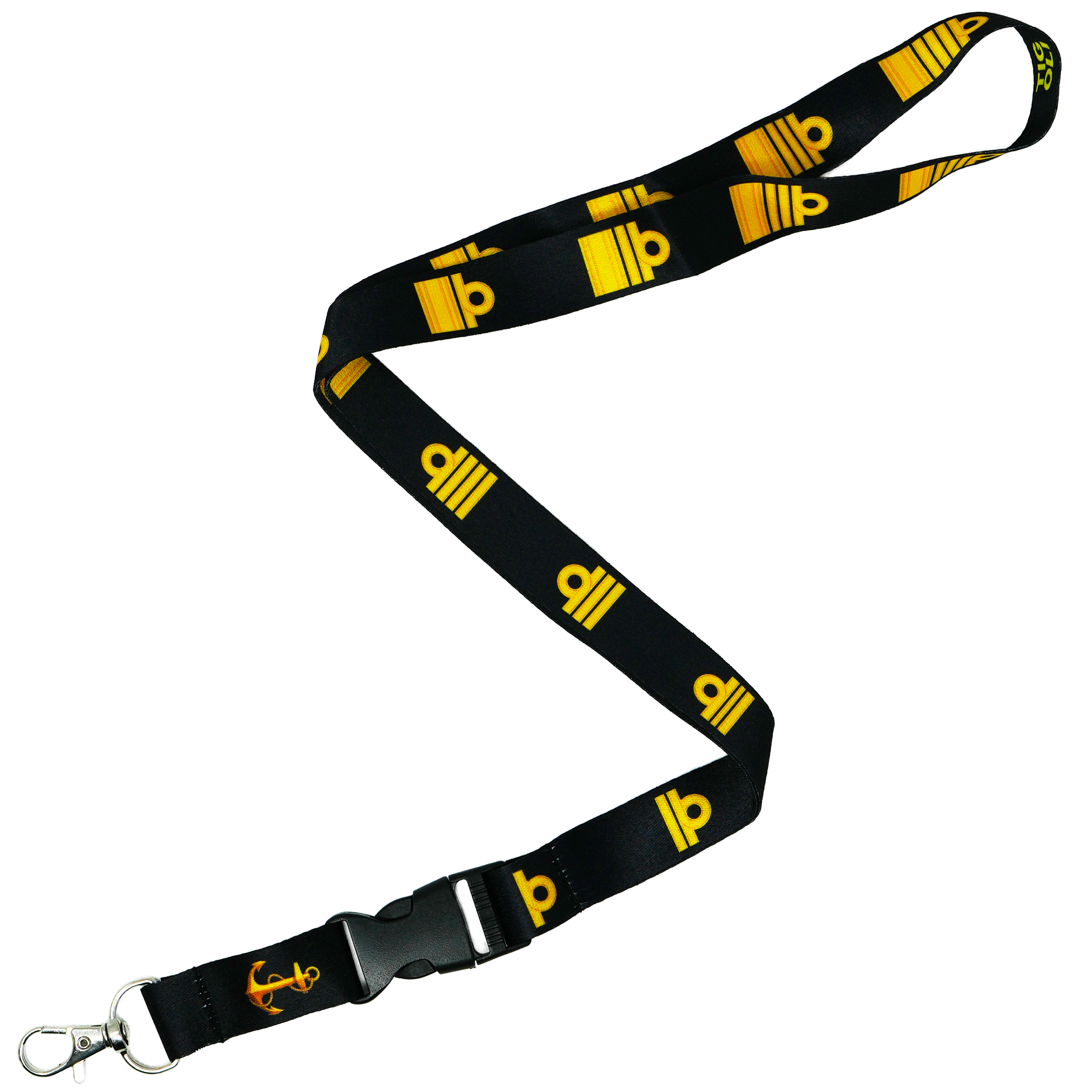 Royal Navy Officer Ranks Lanyard – Black & Gold Naval Stripes Neck Strap