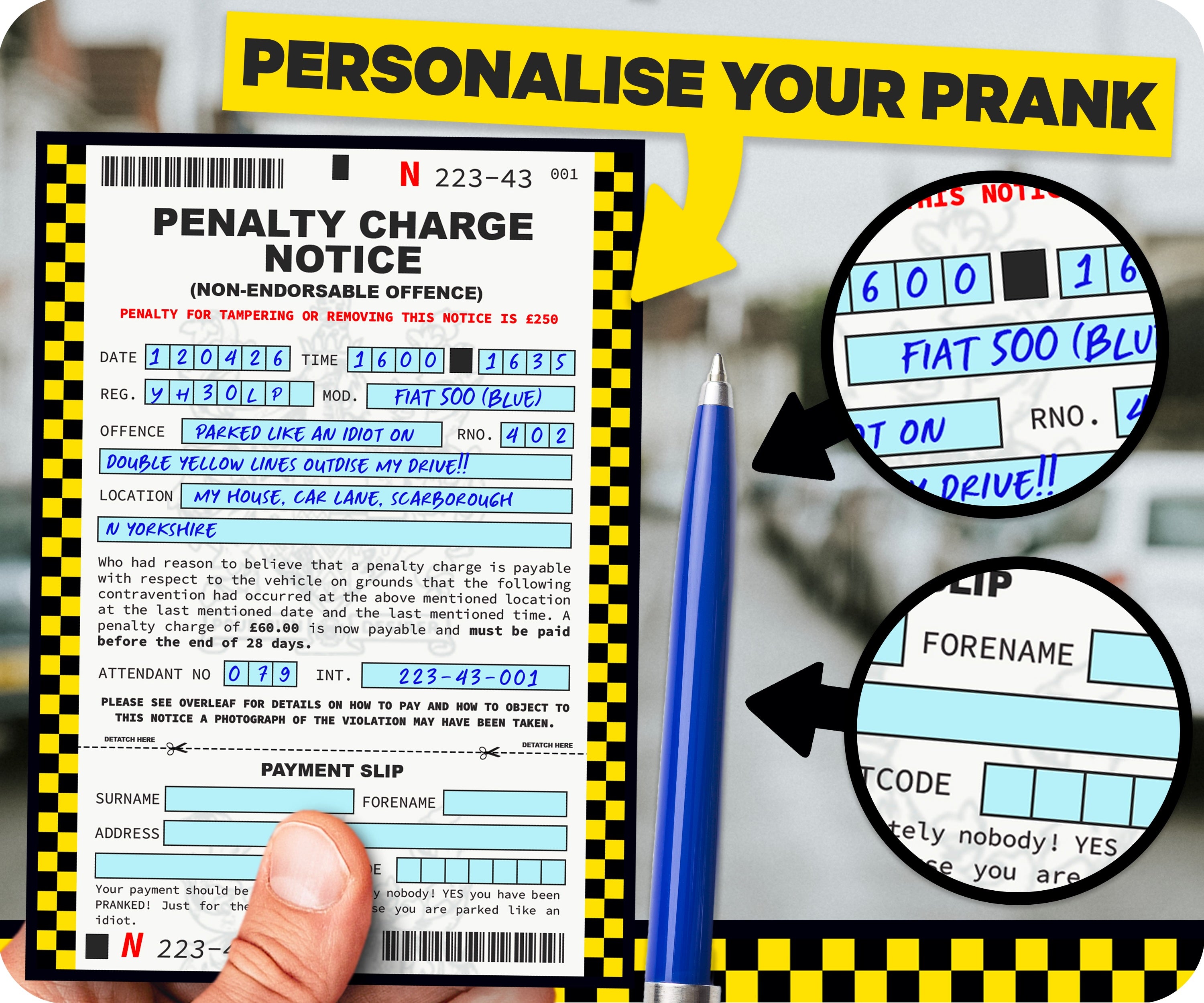 Official Looking Novelty Joke Prank Funny Parking Ticket
