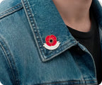 Lest We Forget Red White Poppy Flower Pin Badge